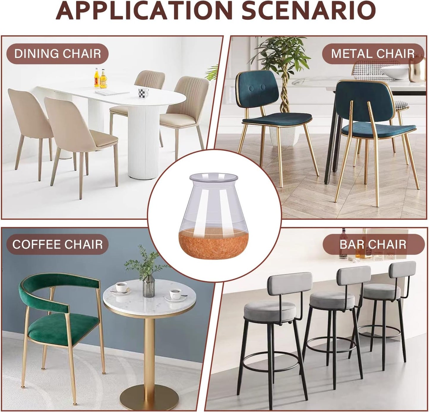 Small Chair Leg Floor Protectors Chair Leg Protectors for Hardwood Floors Felt Silicone Caps Strengthen Bottom Protection Anti-Scratch Reduce Noise 32 Pack Clear Round Small Fit 1/2" to 3/4" (14-19mm)