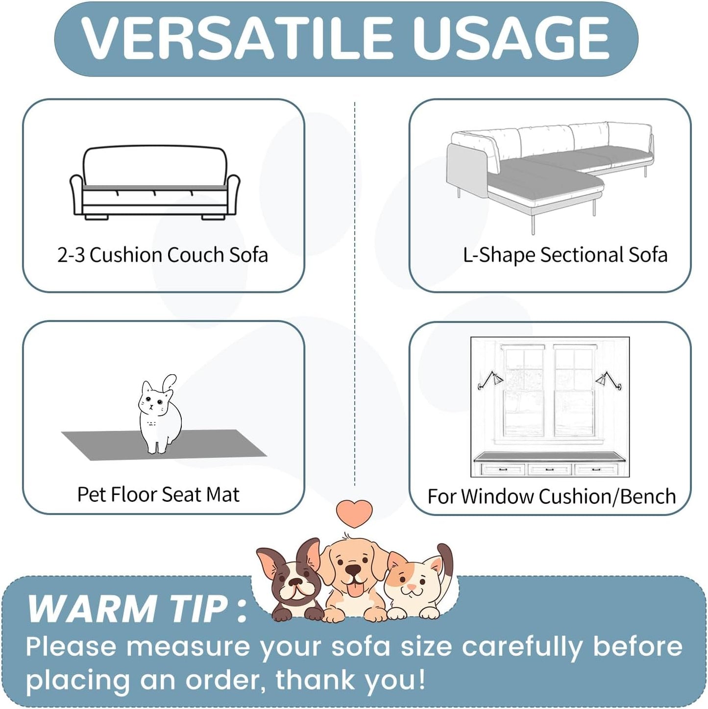 OTOB Couch Covers for Dogs Washable, Non Slip Plush Sofa Cover Kids Pet Friendly Furniture Protector, All Seasons Soft Cozy Fuzzy Sofa Slipcovers Dog Bed Mats (Gray, 31.5" x 63.0'')