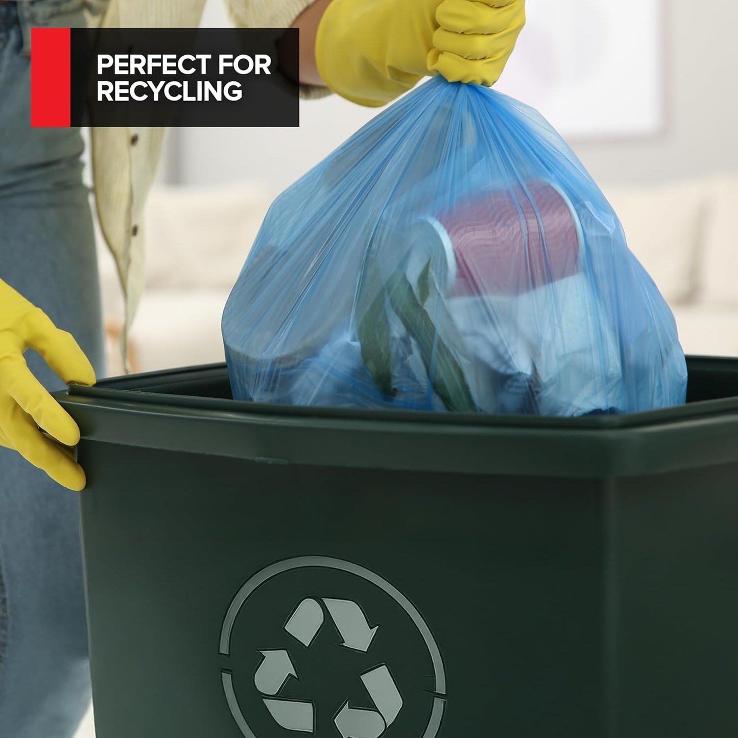 Heavy-Duty Blue Recycling Bags, 120-Pack Blue Garbage Bags For Recycling | 33-Gallon Capacity| Commercial, Industrial or Home Use