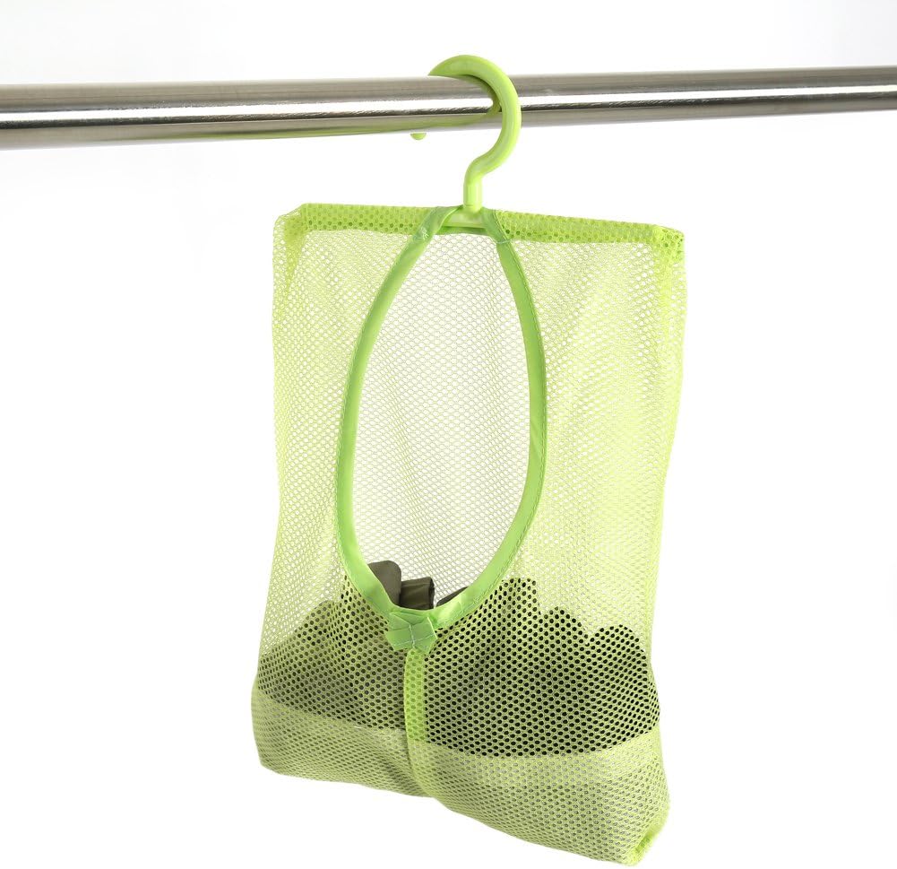 Clothespin Bag, Multi Purpose Hanging Mesh Storage Bag Clothespin Bag with Hanger for Socks Stockings Bra Underwear Bathroom(Green)