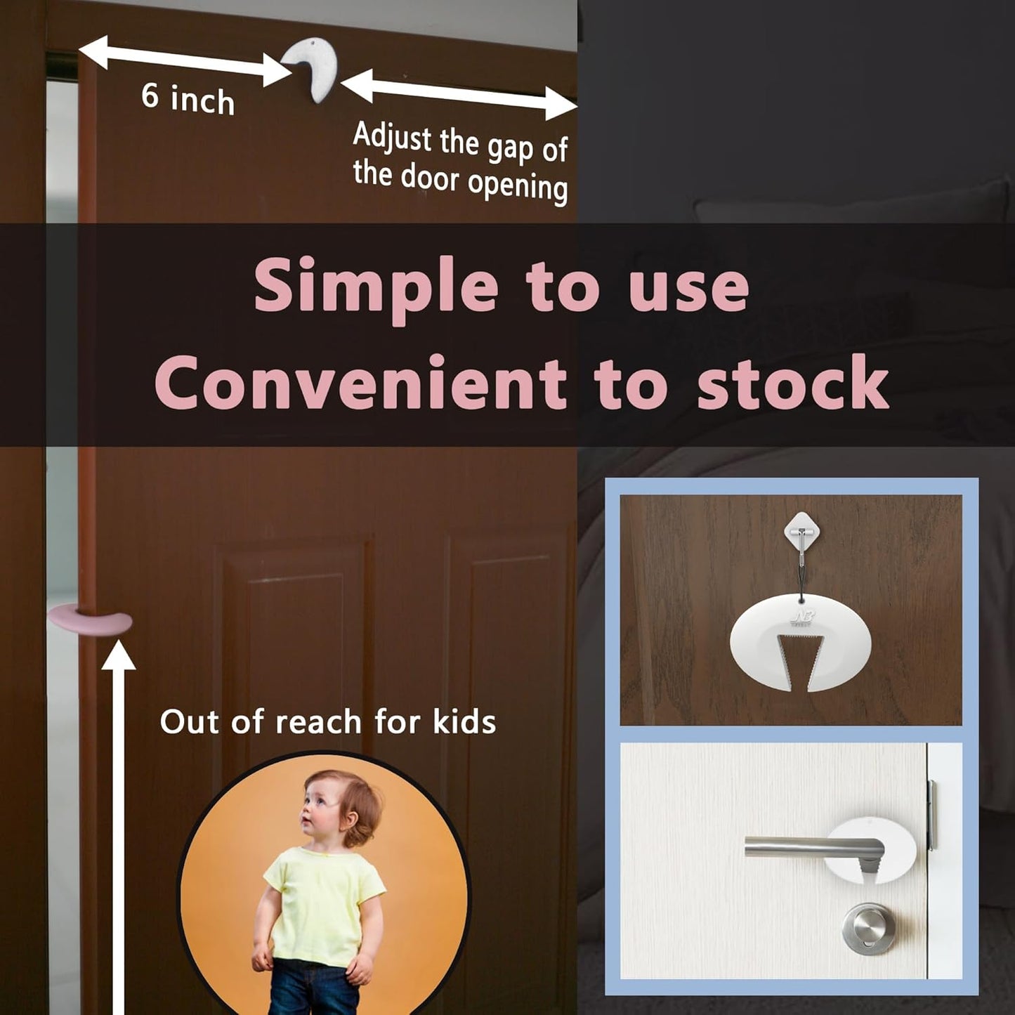 Silicone Door Pinch Guard and Door Slam Stopper, Durable Finger Pinch Guard, Prevents Pinch Injuries, Slamming Doors, Door Stopper for Kids, 6 Packs White.