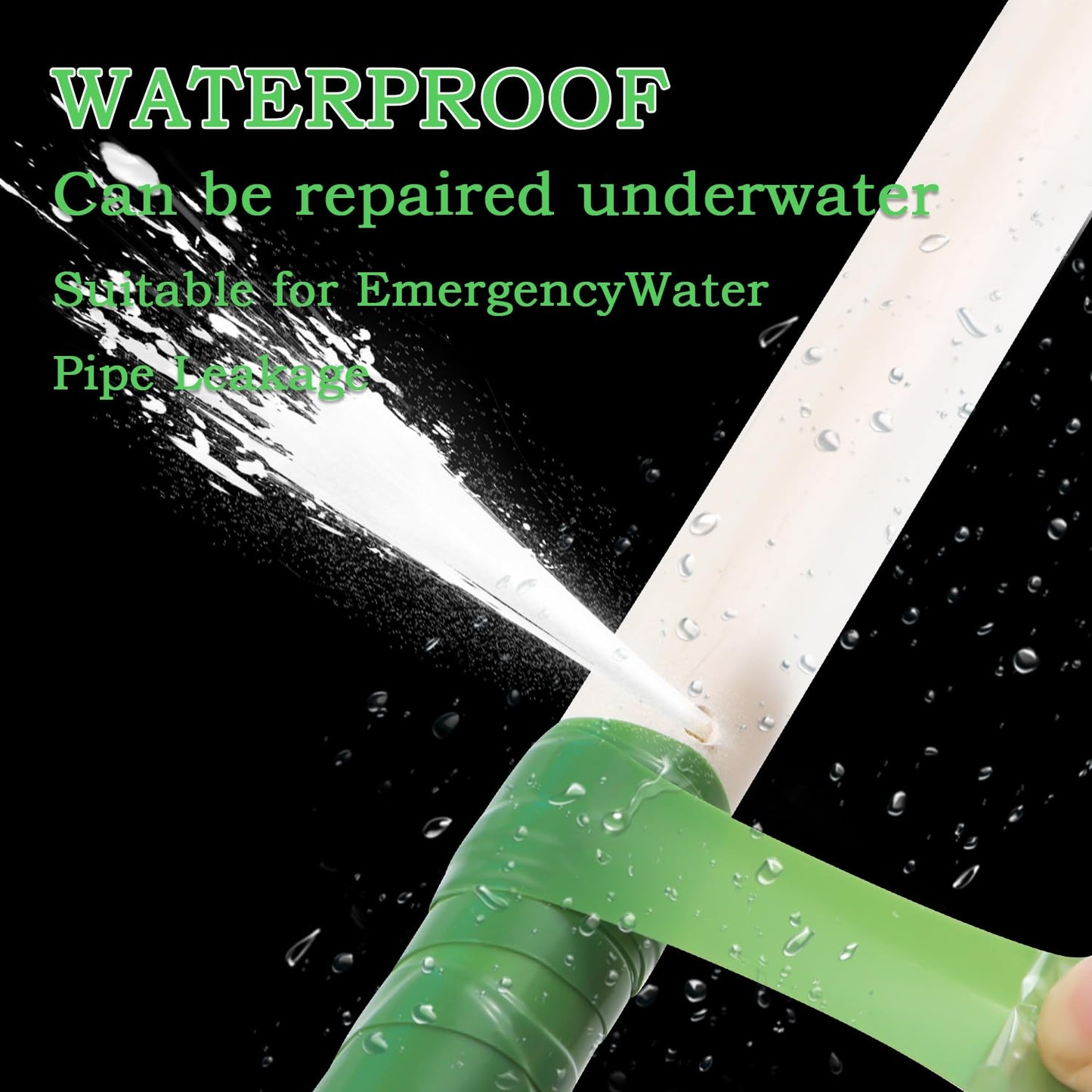 Self Fusing Silicone Tape 2 Rolls 1 in x 5' Green Waterproof Rubber Leak Proof Sealing Rubber Self-amalgamating Tape for Emergency Hot and Cold Water Pipe Repairs and Tool Fixation