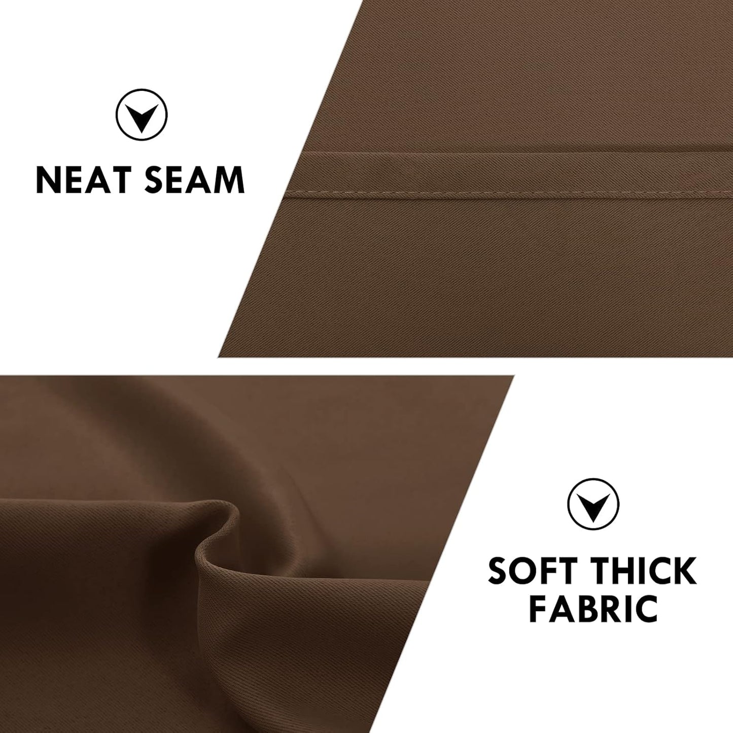 DWCN Brown Room Darkening Blackout Curtains - Rod Pocket Thermal Insulated Privacy Energy Saving Window Curtain Drapes 42x 72 inch Length, Set of 2 Bedroom Living Room Curtains