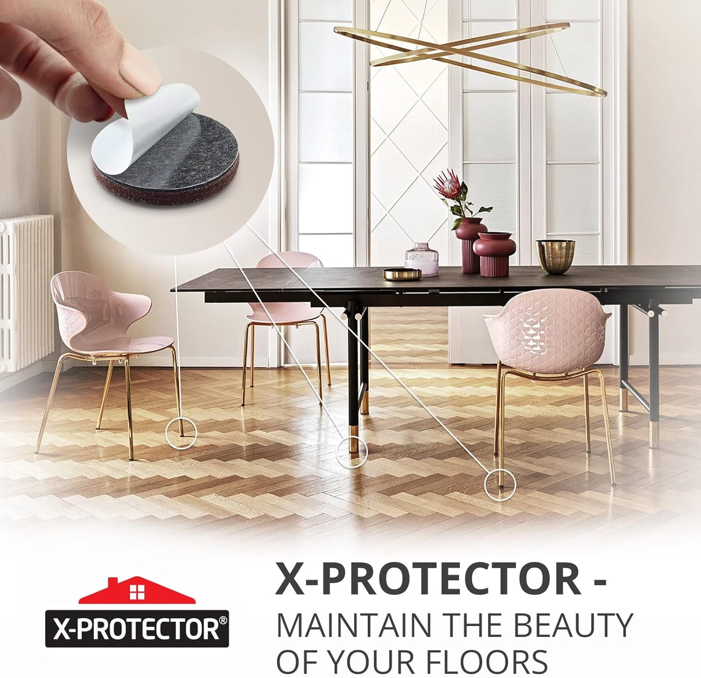 24 Heavy-Duty Felt Furniture Pads 1.5” 1/4” Thick X-Protector! Round Felt Pads for Furniture Feet - The Best Felt Floor Protectors for Furniture to Prevent Scratches. Protect Your Hard Floor! (Brown)