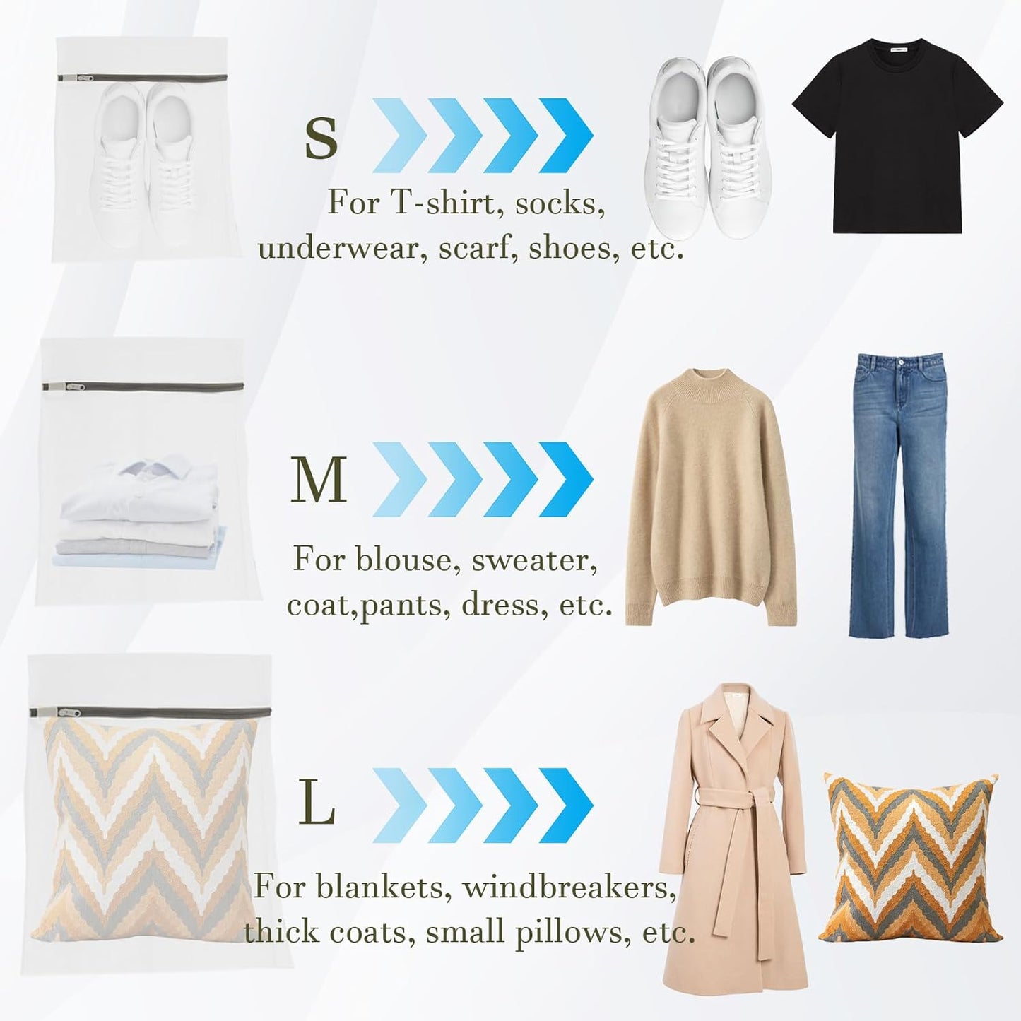 3Pcs Mesh Laundry Bags with Sturdy Zipper, Durable Laundry Room Essentials, Travel Storage Organize Bag, Clothing Laundry Delicates Washing Bags for laundry, Blouse(3 Small), XYD-CA