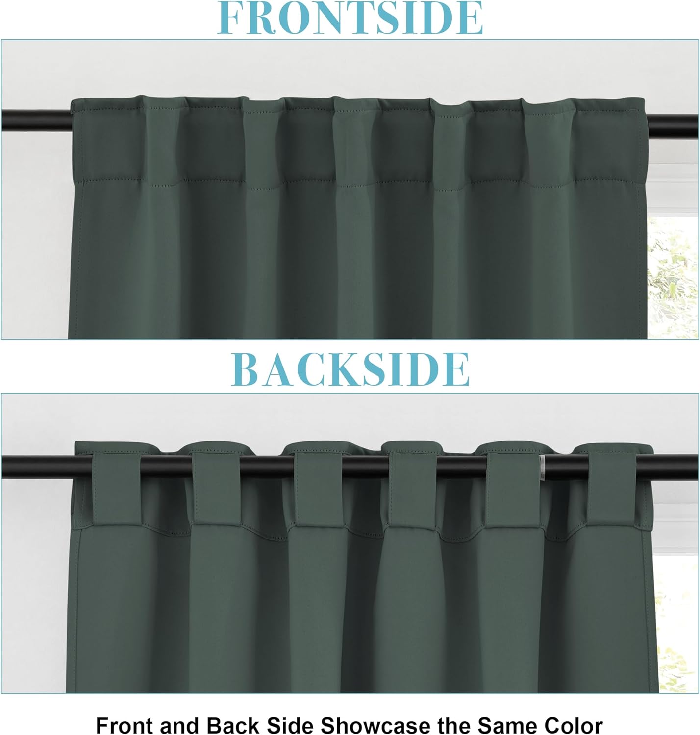 RYB HOME Blackout Curtains 45 inches Long - Thermal Insulated Privacy Solar Drapes for Kids Bedroom Cafe Bathroom, 42 inch Width x 45 inch Length, Dark Green, 2 Panels