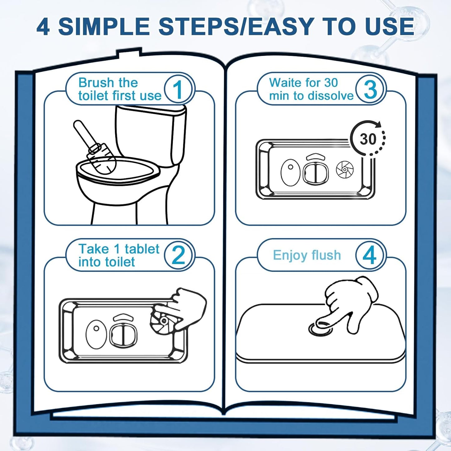 Toilet Bowl Cleaners, Automatic Toilet Bowl Cleaner Tablets Blue Gel Powerful Clean, Septic Safe Toilet Tank Cleaner, Bathroom Deodorizer & Prevent Stain, Fresh Scent-10 PACKS