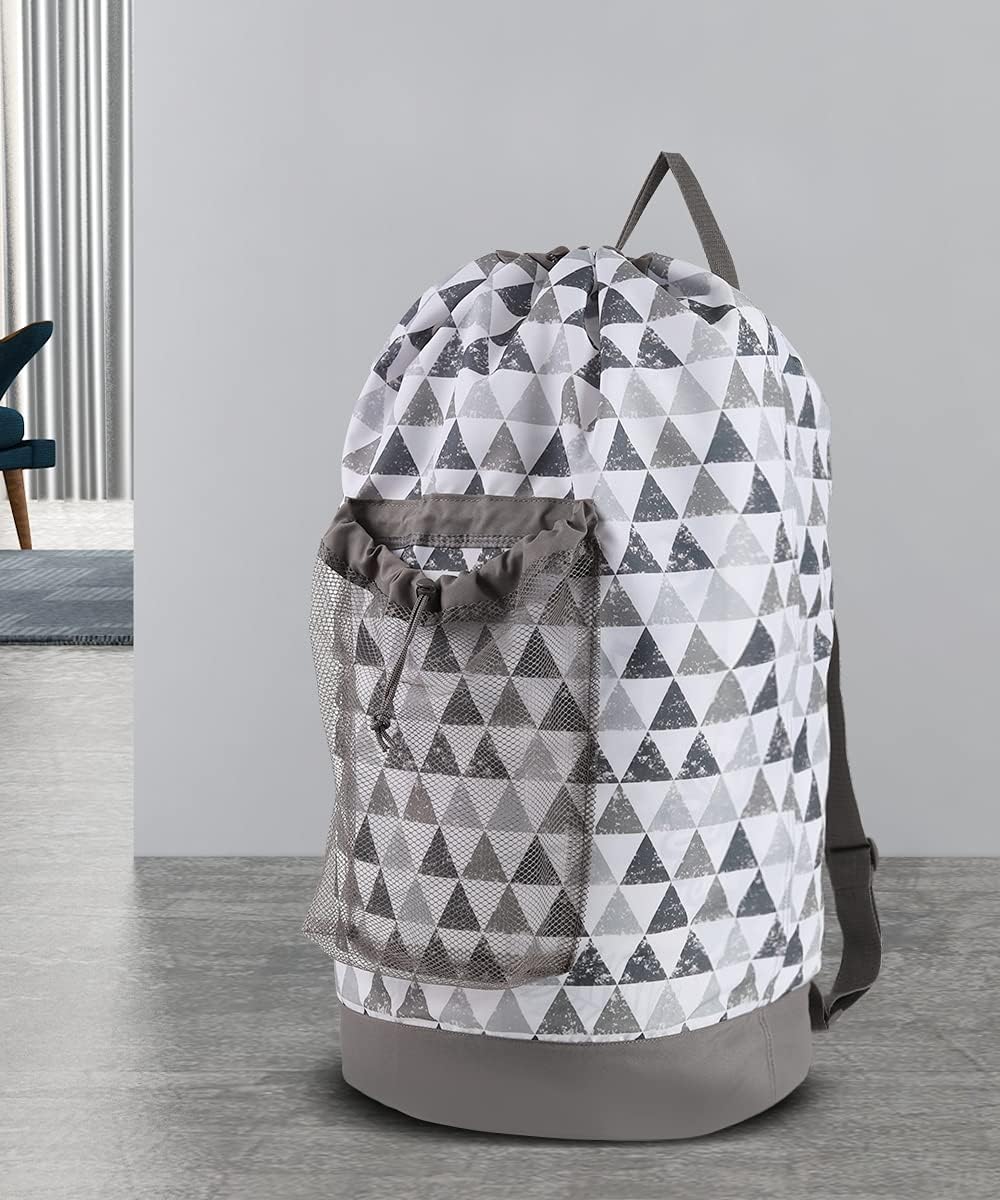 Dalykate Backpack Laundry Bag, Laundry Backpack with Shoulder Straps and Mesh Pocket Durable Nylon Clothes Hamper Bag with Drawstring Closure for College, Travel, Laundromat, Apartment