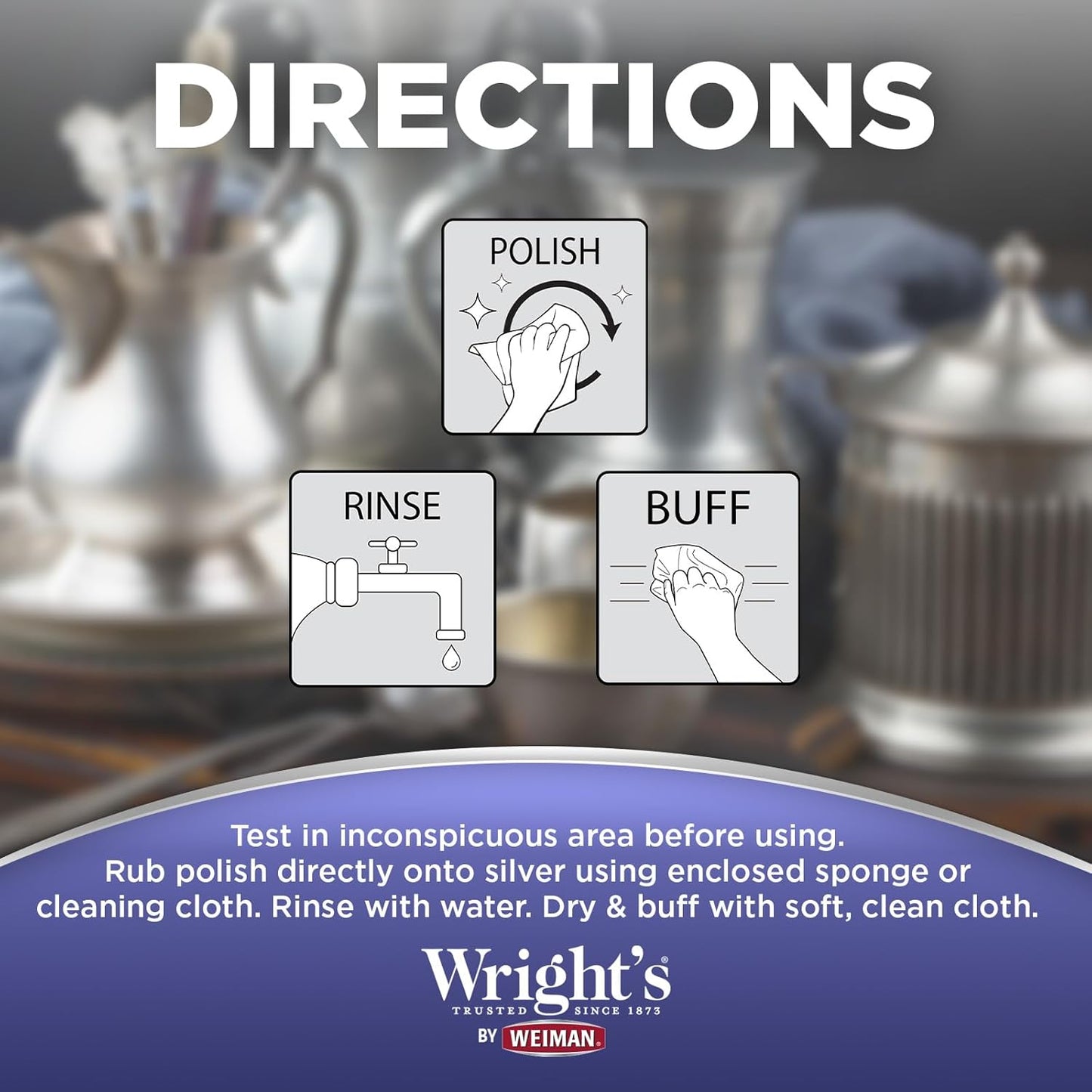 Wright's by Weiman Silver Cleaner and Polish Cream with Polishing Cloth, Ammonia-Free, Gently Clean & Remove Tarnish without Scratching