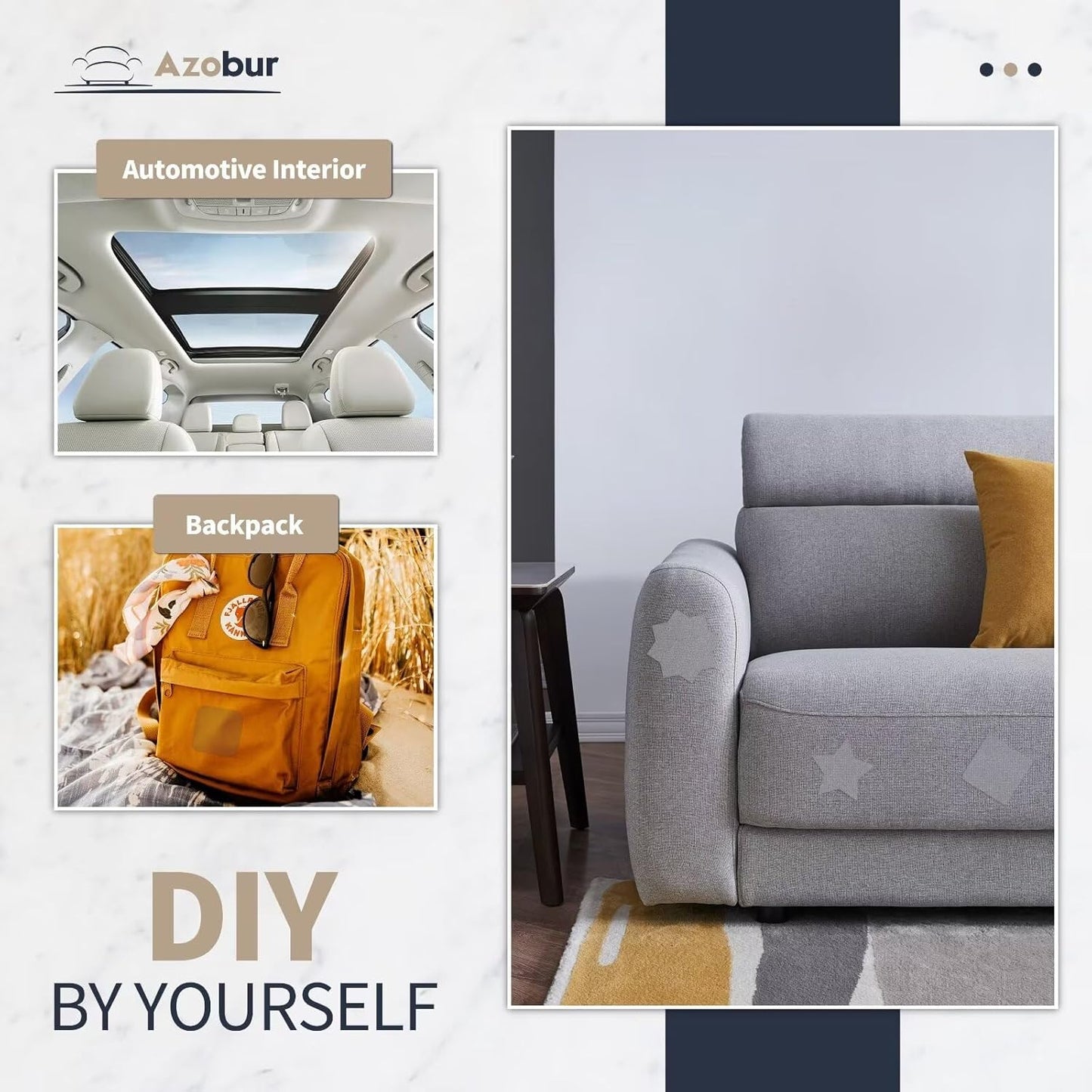 Azobur Velvet Patch,Self-Adhesive Rectangular Flannel Fabric Patch,Multicolor Available Anti Scratch Velvet 8X11 Inch Peel and Stick for Sofas, Automotive Interior, Handbags,and Pillow (Light Blue)