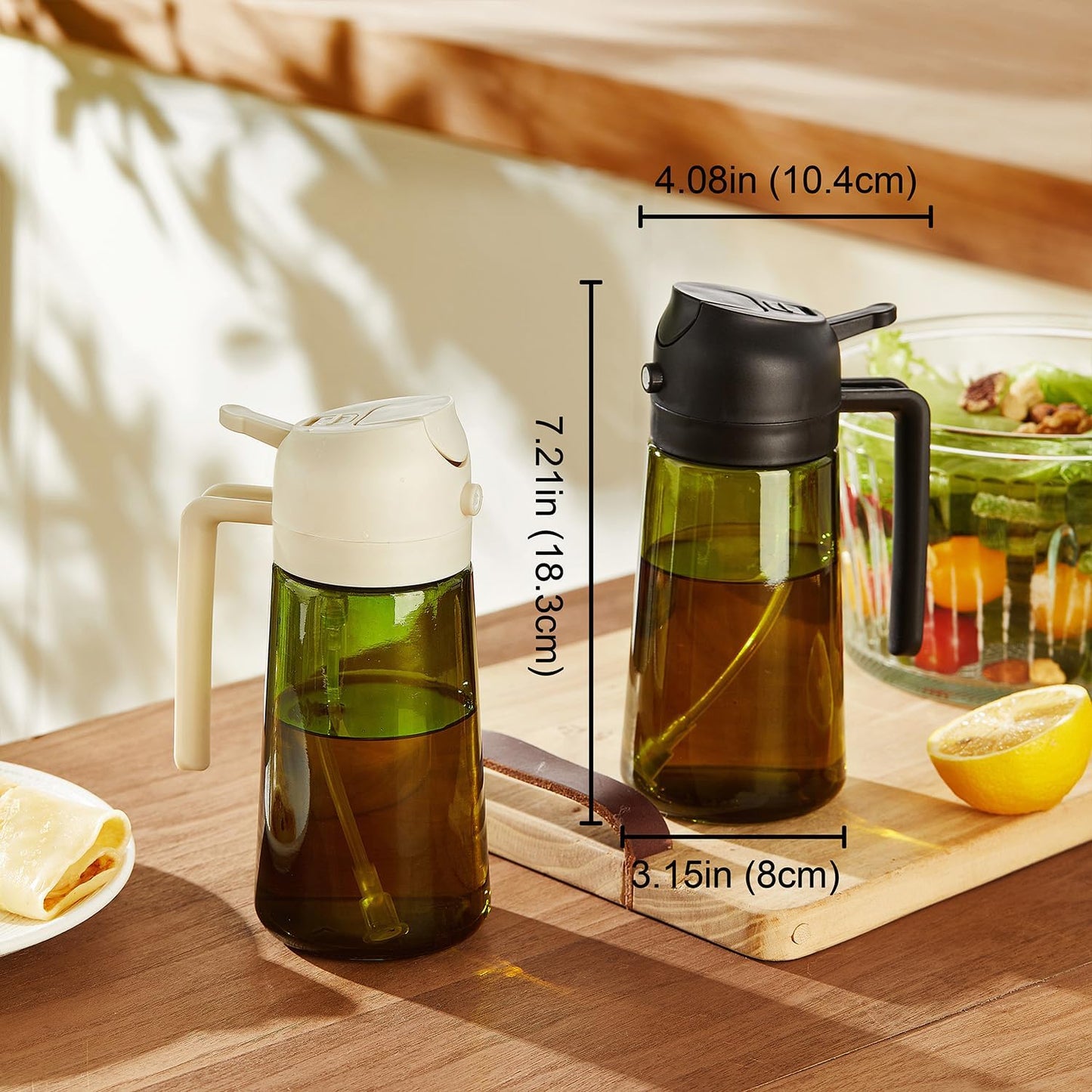 TrendPlain - Original 16oz/470ml Olive Oil Dispenser Bottle for Kitchen Gadgets and Air Fryer Accessories - Olive Oil Sprayer for Cooking w/Stickers - Lilac