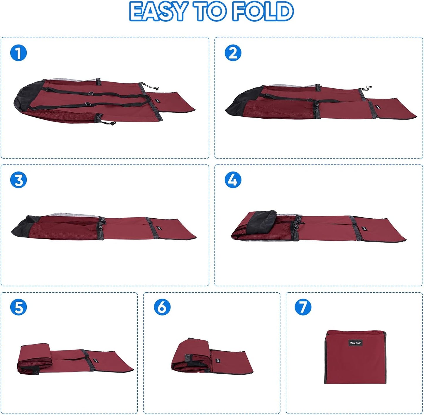 BALEINE 150L Laundry Bag Backpack, 900D Oxford Fabric Large Travel Laundry Bags with Shoulder Straps and 2 Mesh Pockets for College Dorm, Apartment, Laundromat (Red, 150L) 