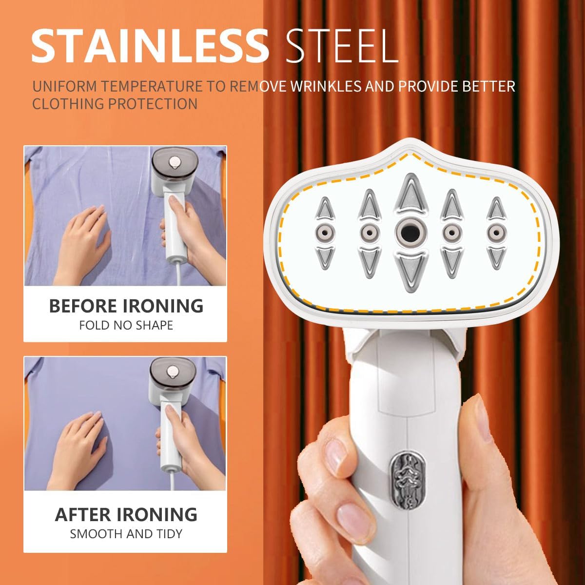 1000w Travel Garment Steamer for Clothes: Foldable Portable Handheld Clothing Mini Steamers Travel Size Hand held Electric Small steam Iron plancha a de Vapor para ropa portatil Travel Dorm Essentials