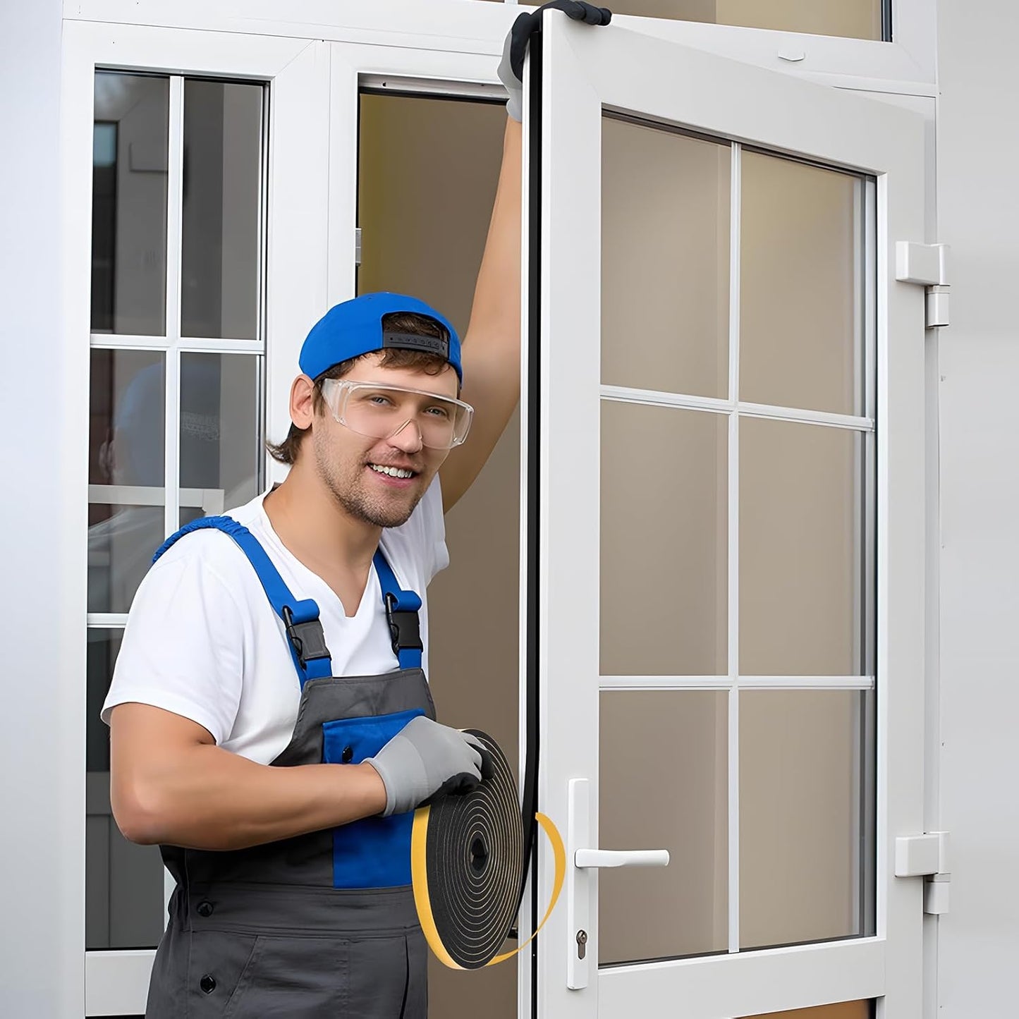 13Feet Weather Stripping (1/2 Inch X 2/5 Inch) Door Seal Strip, Strong Adhesive, Lightproof, Soundproof, Weatherproof Foam Tape Insulation for Sliding Door, Front Door Frame, Windows- Black