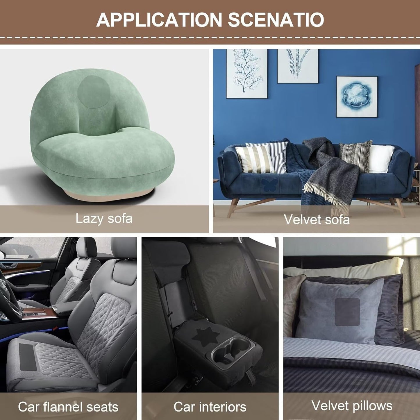 Azobur Fabric Couch Repair Patch 8.3 x 11 inches,Self-Adhesive Fabric Repair Patch for Furniture,Handbag,Sofa,Car Seats-(Dark Brown)