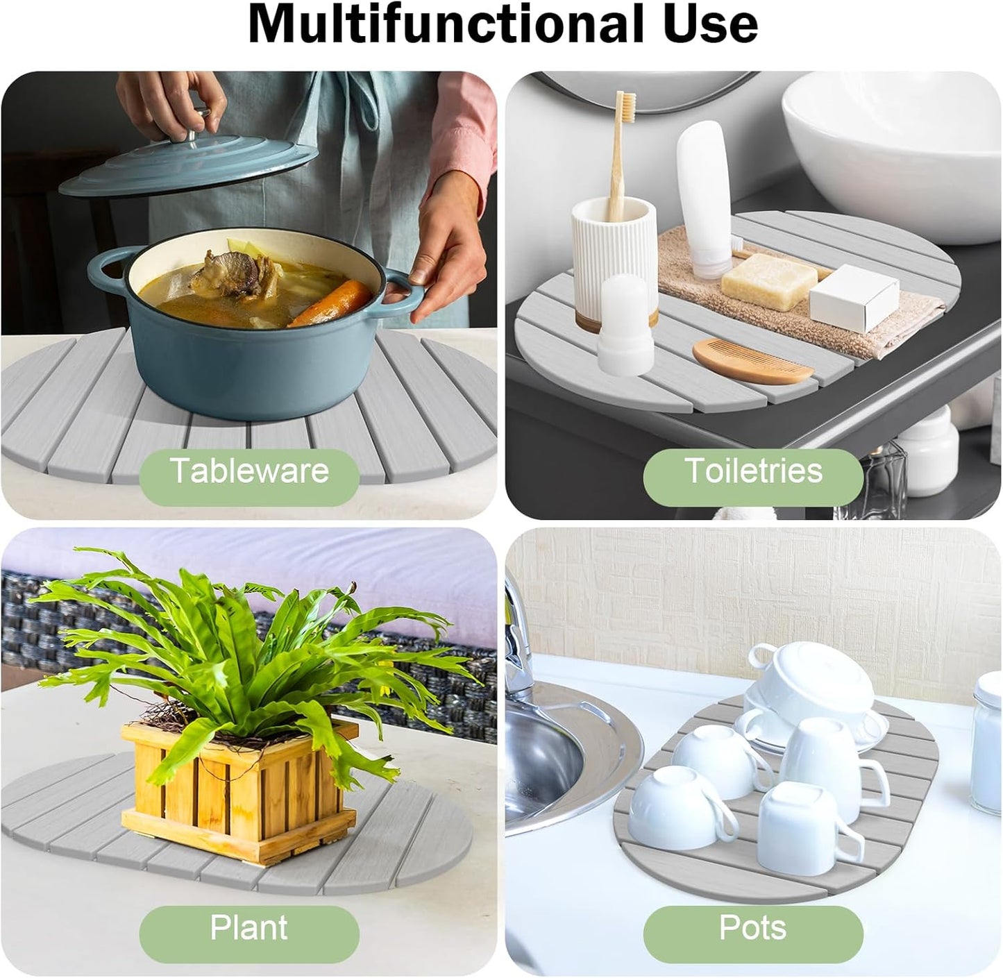 Stone Dish Drying Mat for Kitchen Counter,24"(L)×16"(W) Collapsible Fast-Drying Diatomaceous Earth Mats with Towel Sanding Tool,Versatile Stone Drying Mats for Cups Dishes Bottles