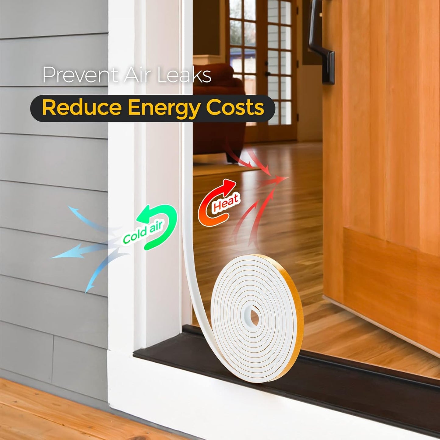 33 Feet Weather Stripping Door Seal, 2" Wide X 1/8" Thick Door Seal Strip High Density Foam Tape Adhesive Strip for Door Soundproofing,Window Insulation (2" x 1/8" x 33FT,White)