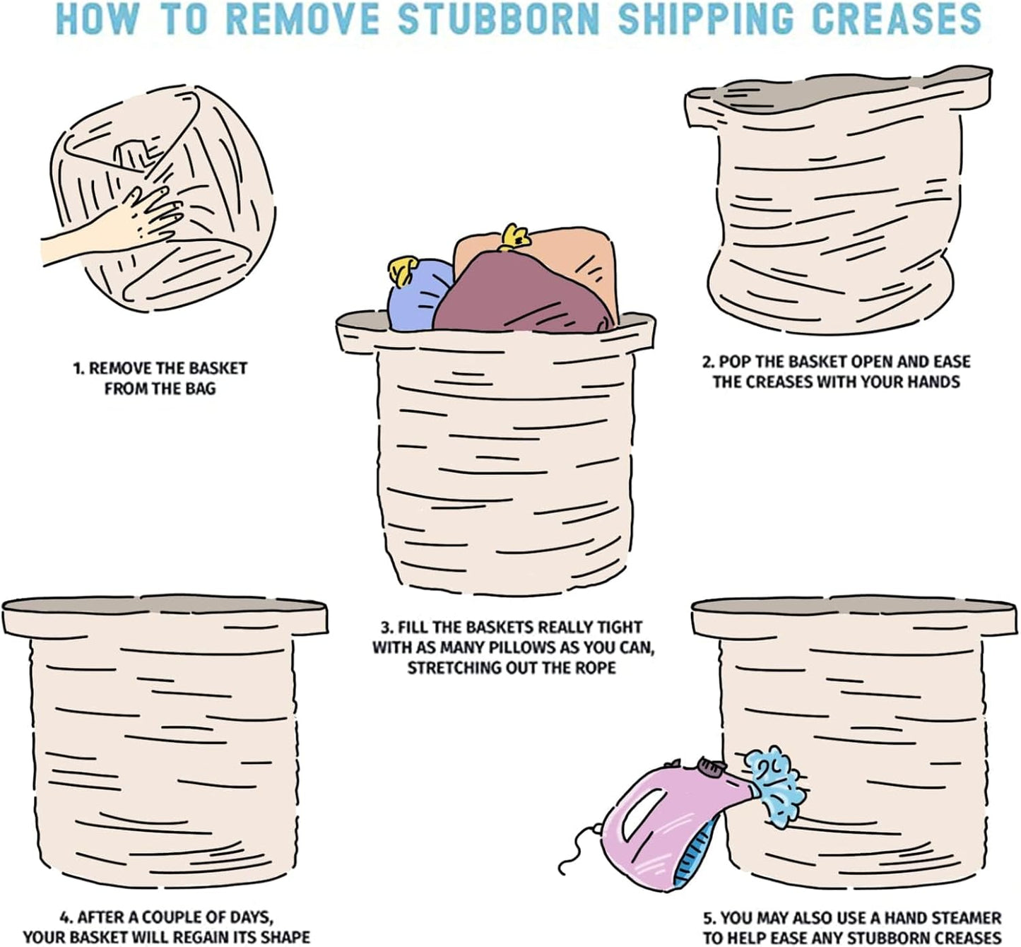 OIAHOMY 80L Laundry Hamper, Storage Basket with Handles, Laundry Basket For Toys, Pillows, Blankets,Clothes-20x18in-Brown&White