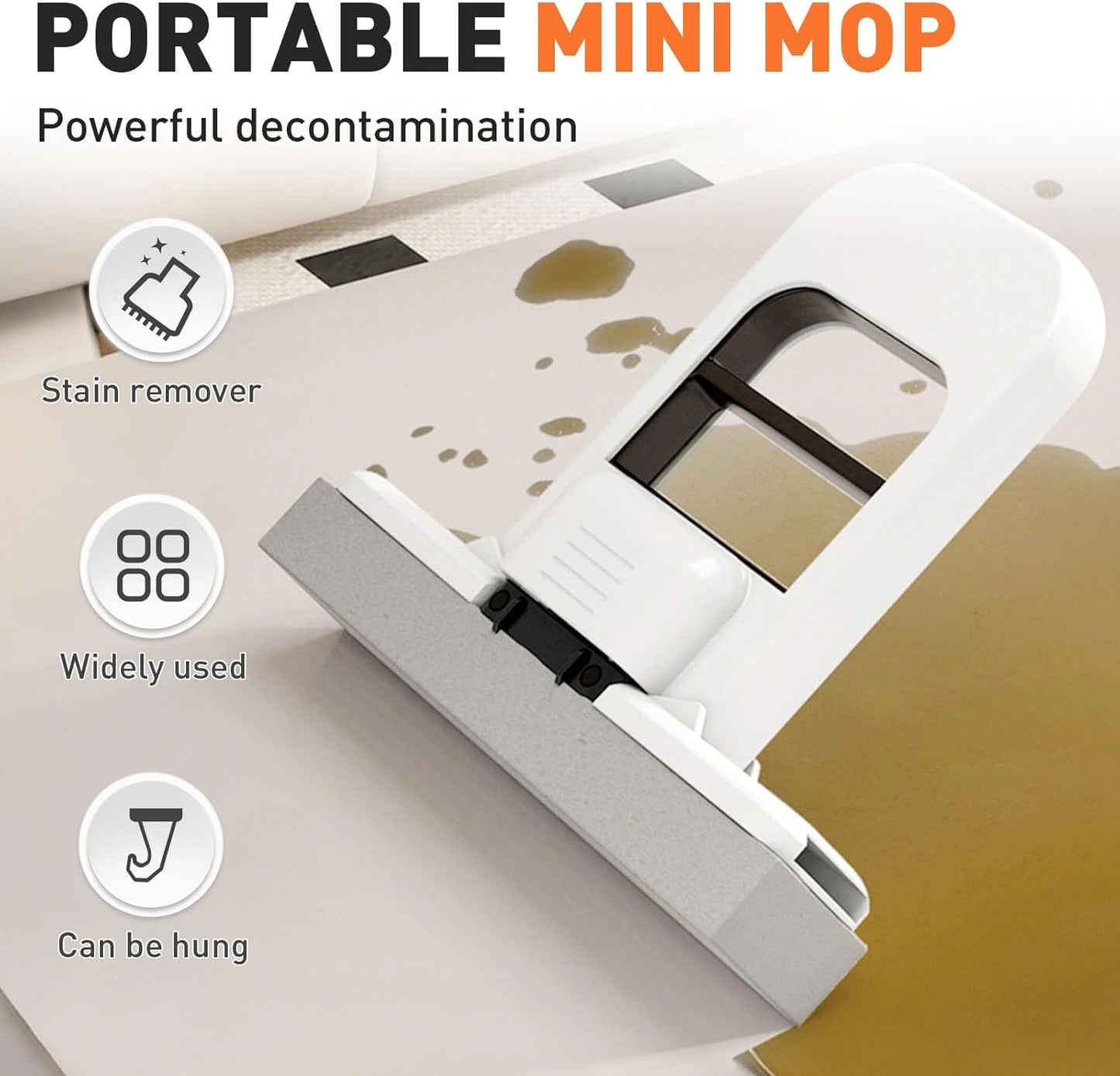 Mini Foldable Desktop Mop, 2026 New Portable Cleaning Sponge Mop for Wet and Dry, Mini Portable Self-Squeeze Small Mop for Bathroom, Kitchen, Desktop (Orange)