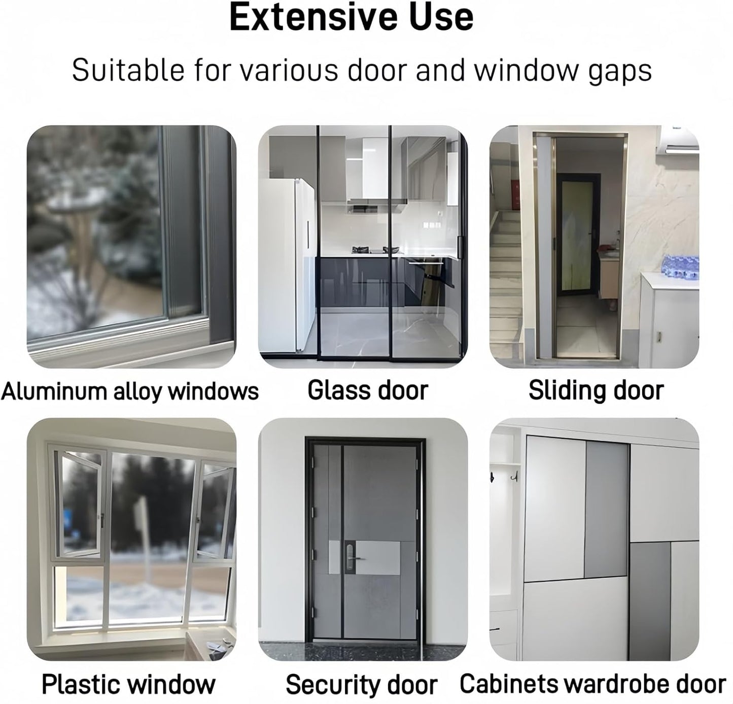 33 Ft Self-Adhesive Weather Stripping Door Seal Strip for Door Window, 0.35" Wide x 0.59" Thick, Gray