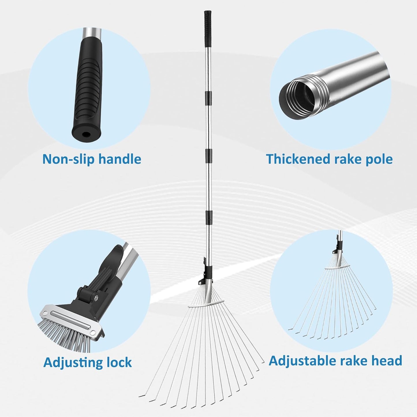 Mobile Trash Bag Holder Outdoor Lawn Leaf Bag Holder with Leaf Chute Metal Rake & 15 Count 39 Gallon Drawstring Trash Bags | Holds 35-65 Gallon Leaf Bags for Leaves Weeding Camping Party