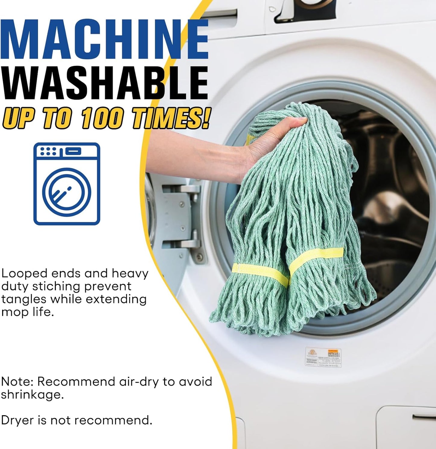 Matthew Cleaning Commercial Mop Head Replacement, 5 Inch Wide Headband, Looped End Cotton Blend String Wet Mops for Floor Cleaning, 18 oz Medium, 6-Pack Green