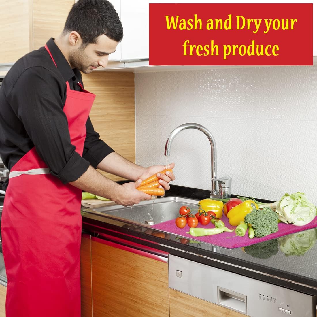 Dualplex® Fruit & Veggie Life Extender Liner for Fridge Refrigerator Drawers, 12x15 Inches (4 Pack) – Extends The Life of Your Produce & Prevents Spoilage (Pink)