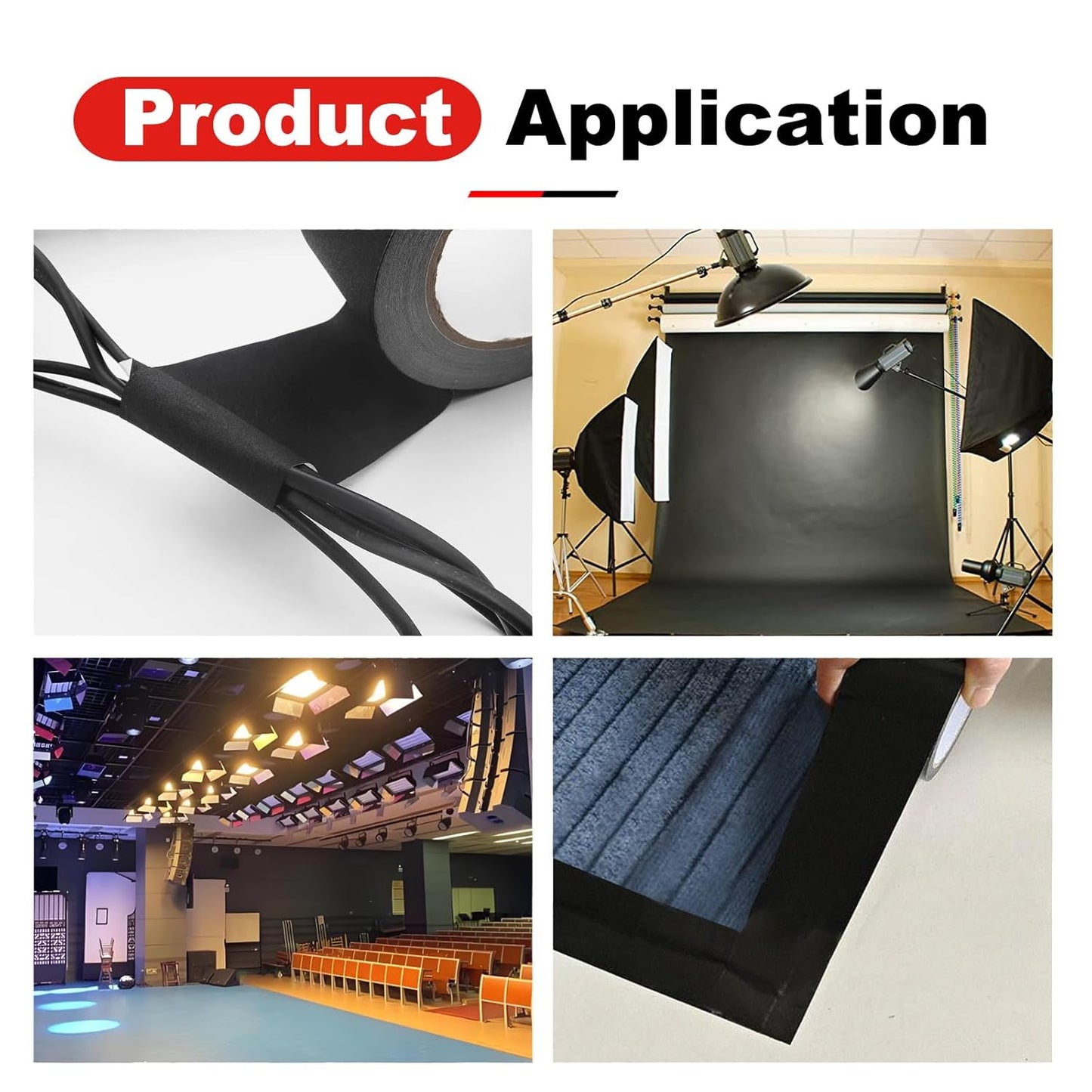 WELSTIK Non-Reflective Black Gaffers Tape 2 inch - 4 Pack Black Gaff Tape -2 in x 30 Yards – Matte Surface, Easy Tear, Temporary Fixation, No Residue, Water Resistant