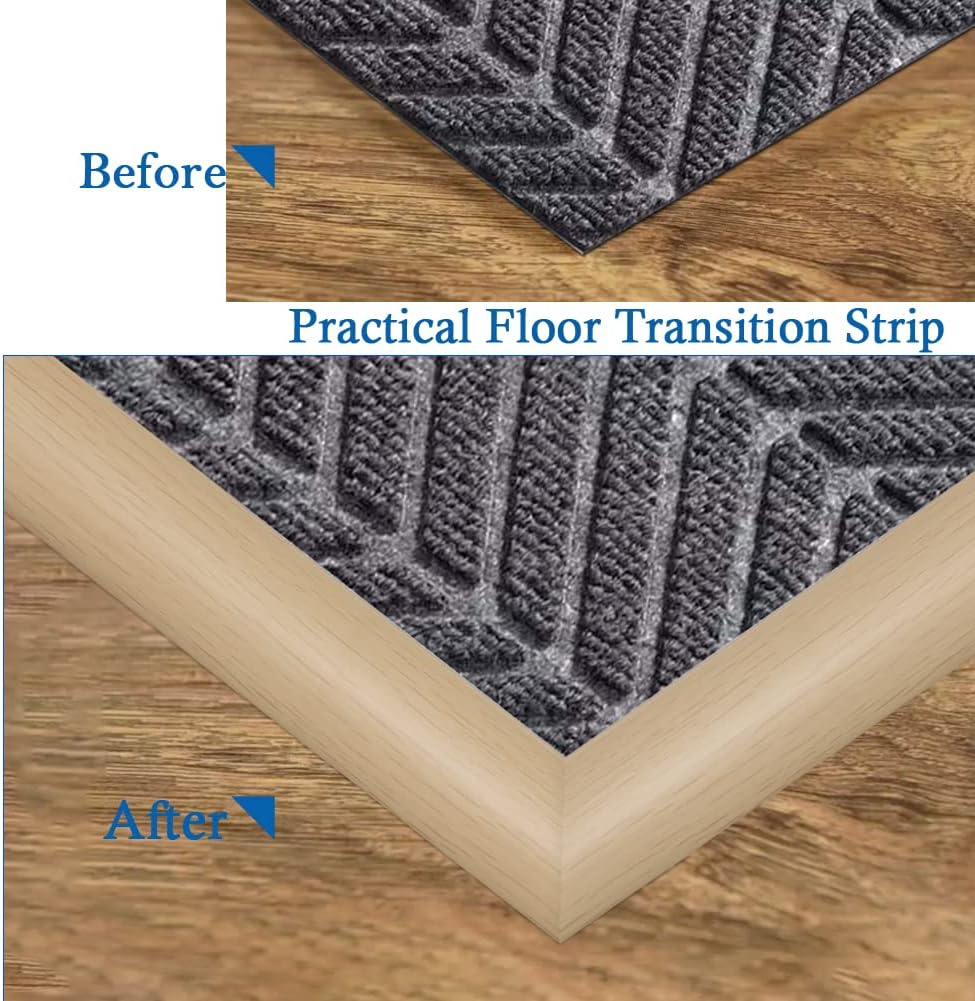 Floor Transition Strip Self Adhesive Carpet & Flooring Transitions Edging Trim Strip PVC Threshold Transitions Suitable for Threshold Height Less Than 5mm (3.3Ft, Wood Grain Beige-New)