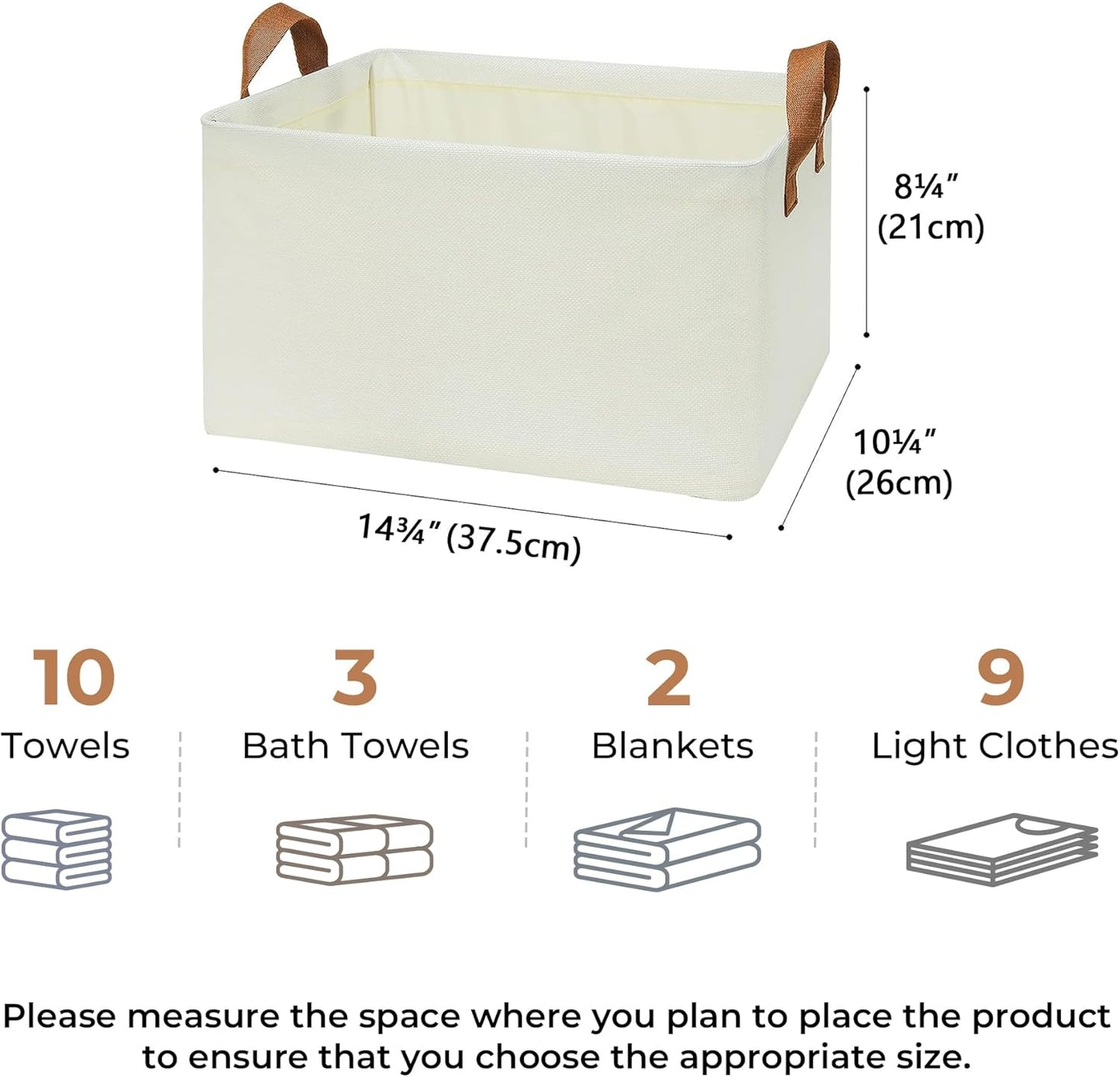 GRANNY SAYS Closet Storage Baskets, Collapsible Fabric Storage Bins with Metal Frame, Clothes Organizer Bins, Large Baskets for Shelves, Ivory, 4-Pack