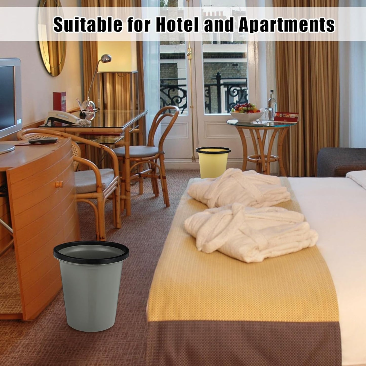 Maxdot 36 Pcs Bathroom Trash Cans Bulk 2 Gallon Small Waste basket Round Garbage Can Plastic Trash Bin Small Container for Home Dorm Kitchen Office Living Room Study Compact Spaces(Black, Beige, Gray)