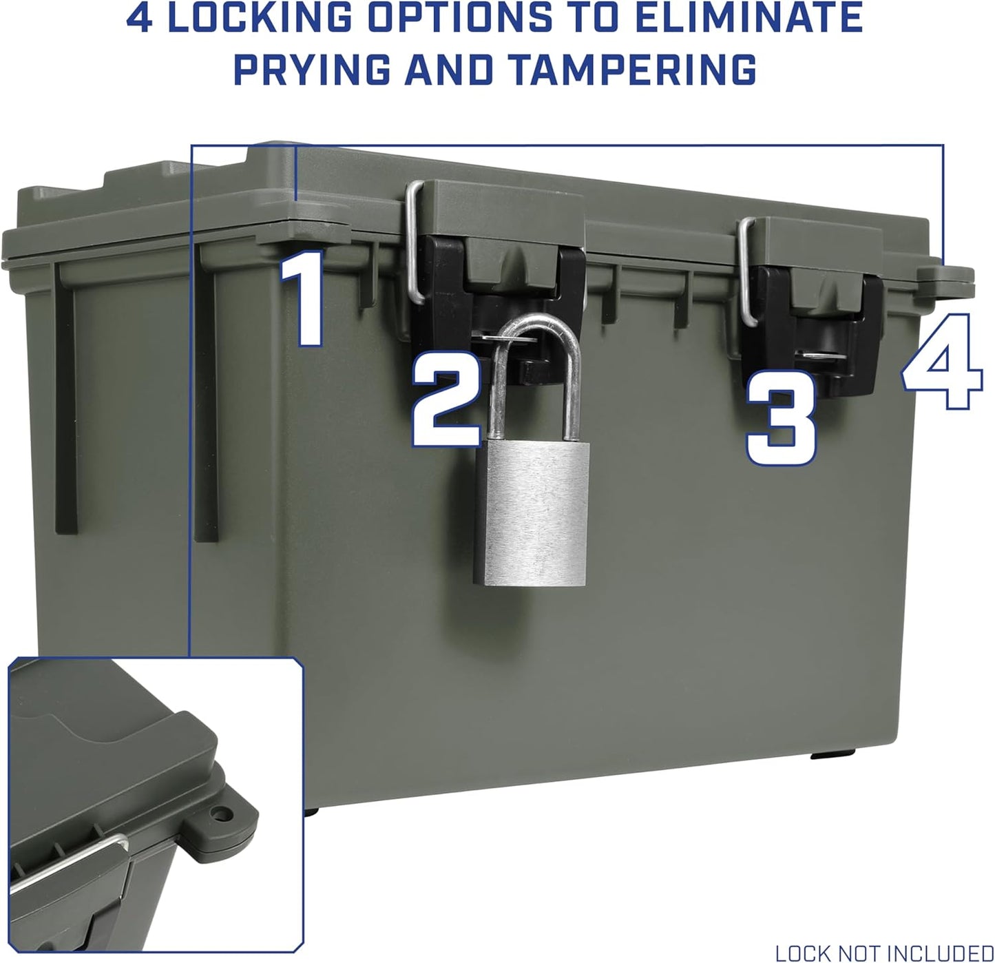 Sheffield 12765 XL Storage Bins With Lids, 4-Pack Stackable Storage Bins, Made in USA, Lockable and Water-Resistant Containers with Lids, Plastic Containers for Home, Classroom, and Dorm