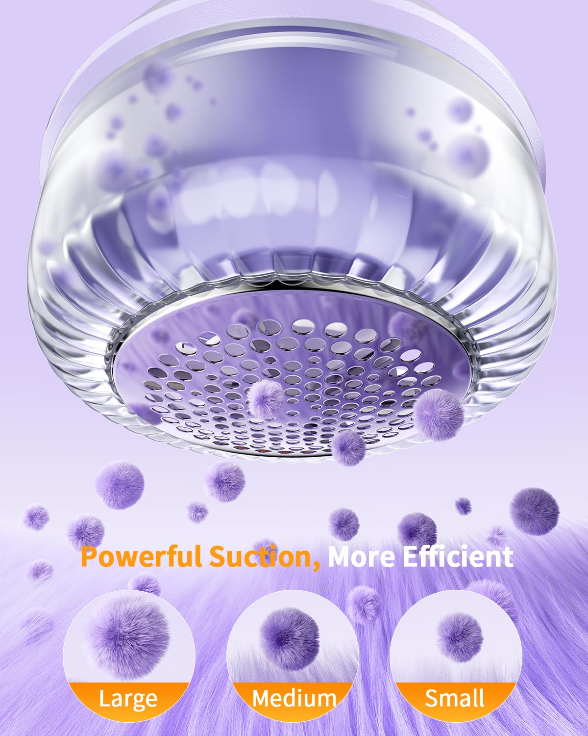 Fabric Shaver, Rechargeable Lint Shaver with Digital Display, Electric Portable Sweater Shaver with 6-Leaf Blades and Safety Lock, 3-Speeds Lint Remover to Remove Pilling for Clothes, Couch (Purple)