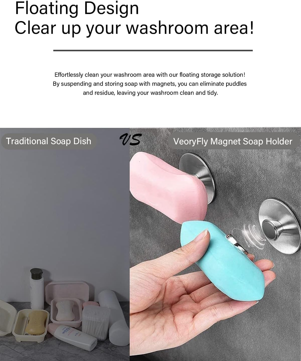 2Pcs Magnetic Soap Savers for Bar Soap, Stainless Steel Soap Holder for Shower Wall and Kitchen/Bathroom, Easy Clean, Self-Draining (Silver)