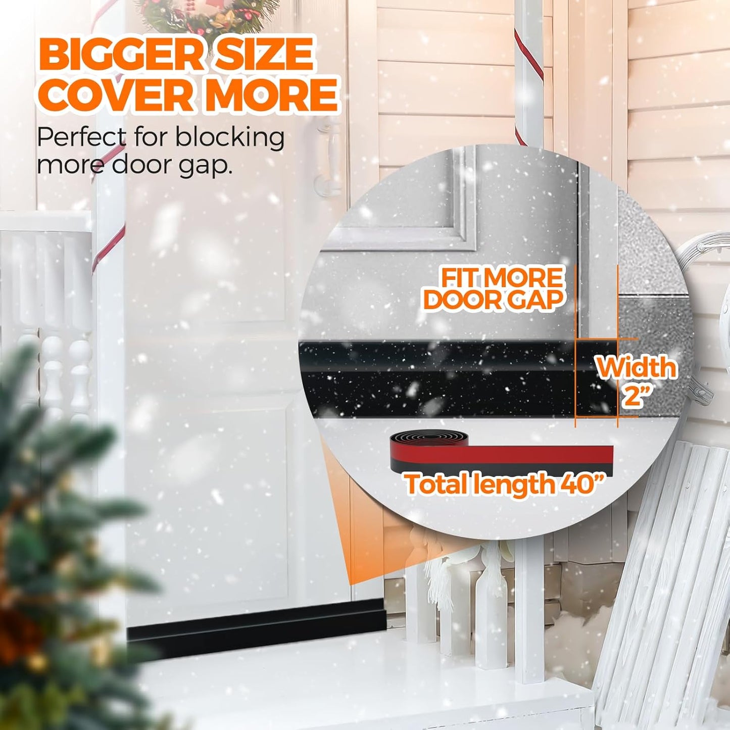 Holikme Weather Stripping Door Seal Door Draft Stopper - 40 inch, Black