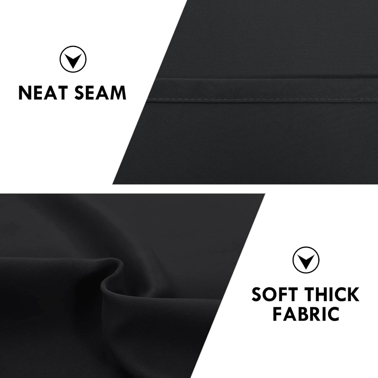 DWCN Blackout Curtains for Bedroom - Thermal Insulated Privacy Energy Saving Rod Pocket Drapes for Living Room, W 38 x L 72 Inch, Black, Set of 2