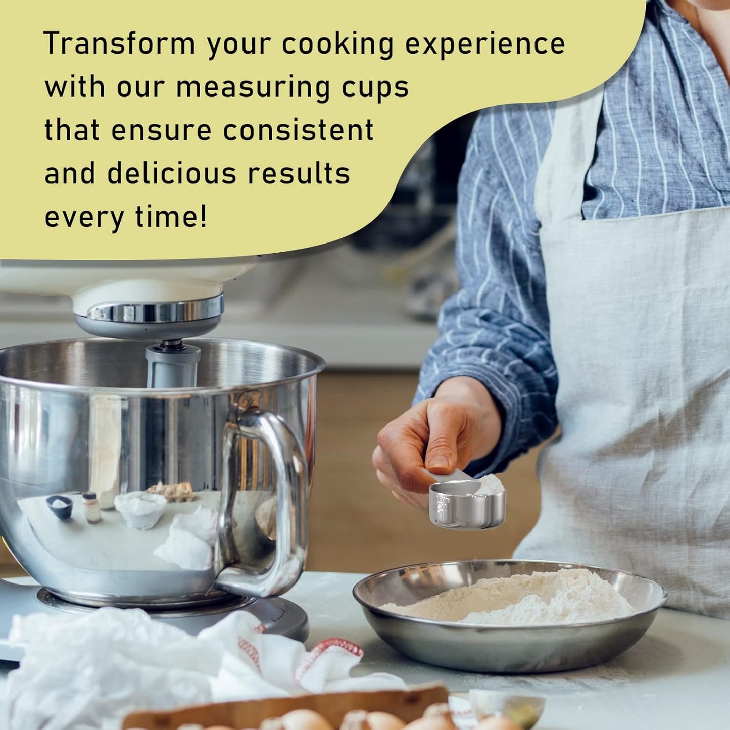 1PCS 1/4Cup (60ml, 2oz) Single Measuring Cup, Stainless Steel Measure Scoop, Metric and US Measurement, Dishwasher Safe