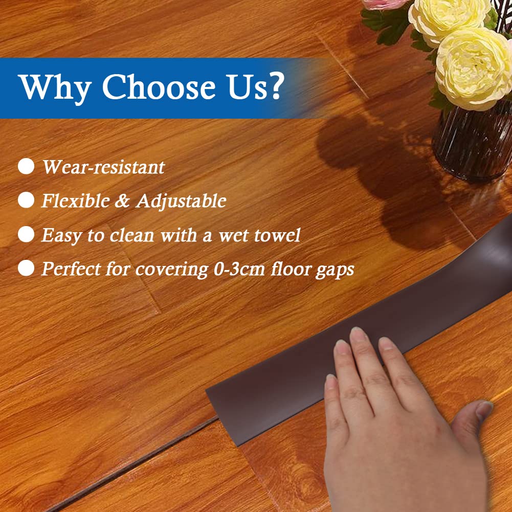 Floor Transition Strip Self Adhesive Floor Cover Strips Laminate 3" Wide Vinyl Flat Divider Transitions (7.5cm, 10Ft, Brown)