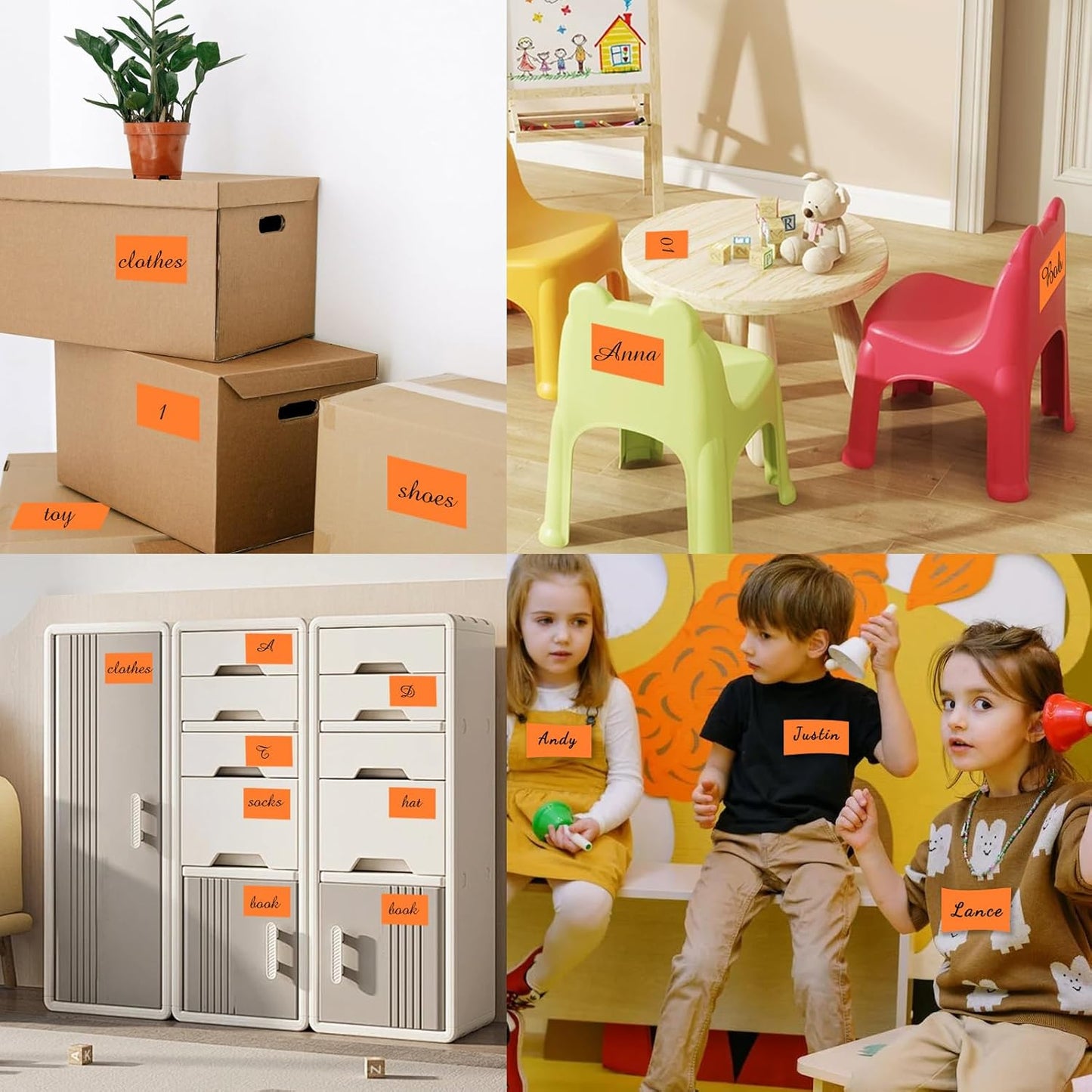 STARLIBOO 3"X5" Rectangle Colored Labels, Removable Moving Labels for Boxes, Permanent Warehouse Moving Stickers Square Label (250Labels, Orange)