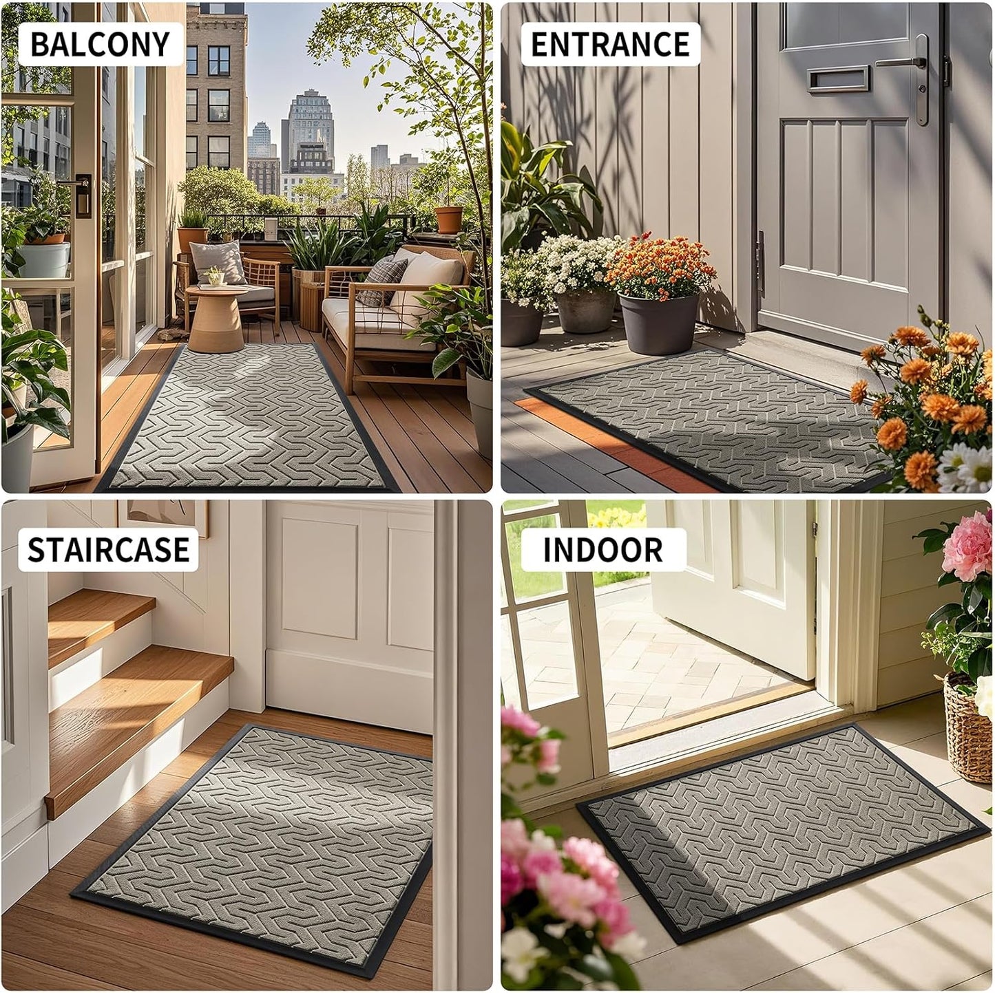 Yimobra Large Door Mat Outside Entrance 47x32, Waterproof Heavy Duty Outdoor Mats for Front Door, Non Slip Rubber Entry Mat for Garage Patio, Easy Clean, Beige