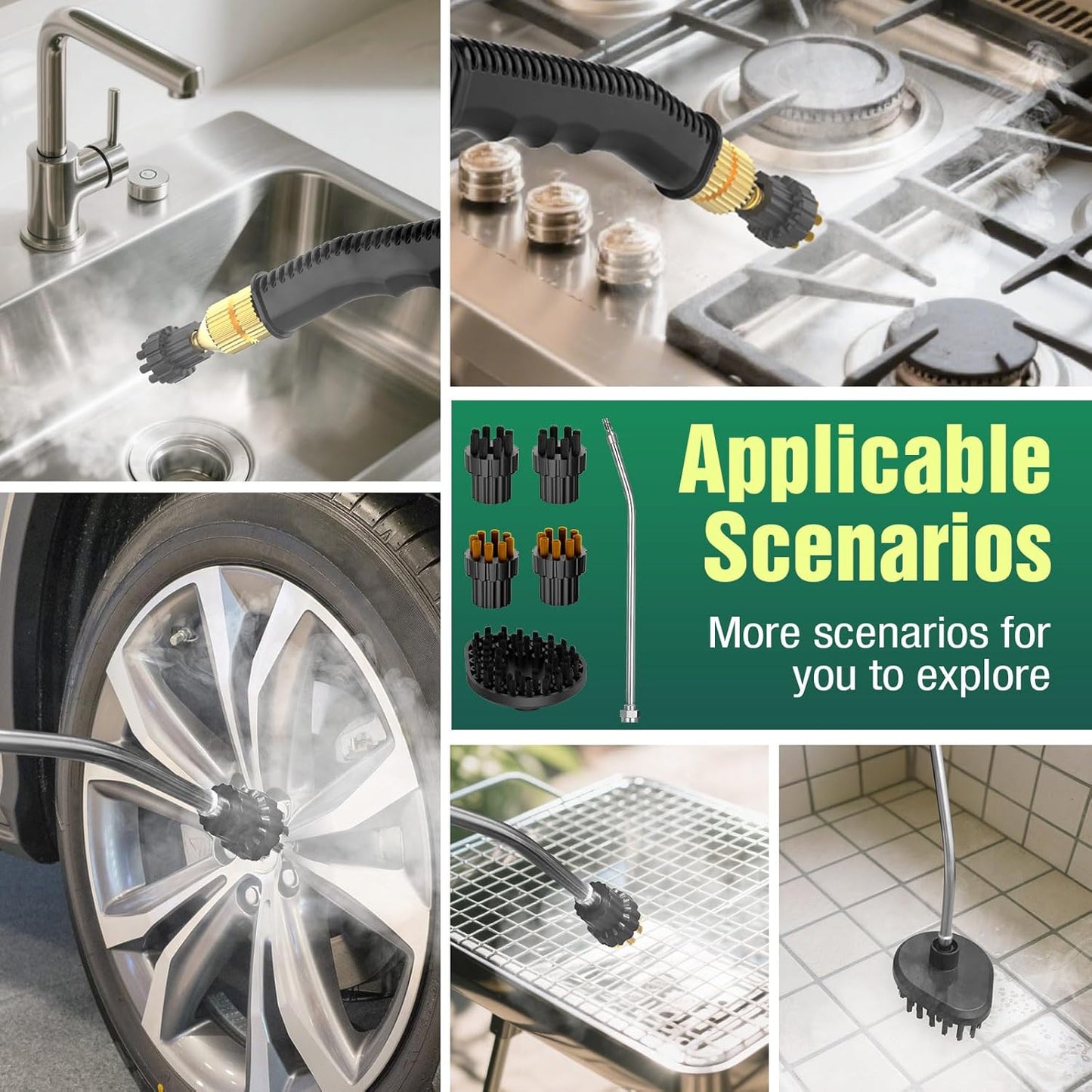 Steam Cleaner, 10s Rapid Heating Steamer with 6 Levels, 1.2L Water Tank, Portable Powerful Steamer for Cleaning without chemicals, Handheld Steam Cleaner for Home, Car, Grout, Tile, Floor, Dirt