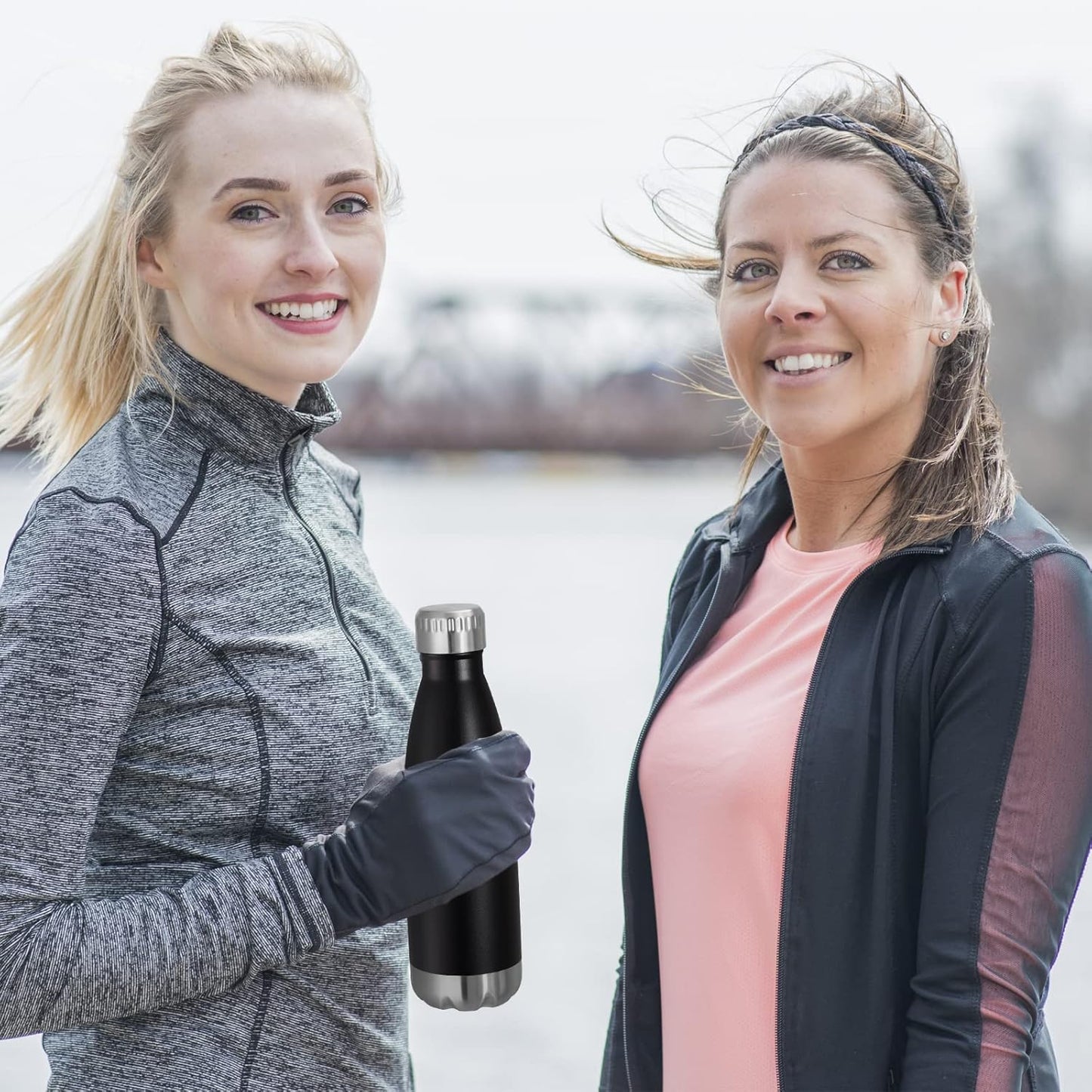 VEGOND 17oz Stainless Steel Water Bottles, Reusable Metal Sports Water Bottle Keeps Drink Hot and Cold, BPA Free Double Wall Vacuum Cola Shape Insulated Water Bottle for Camping Gym, 1 Pack