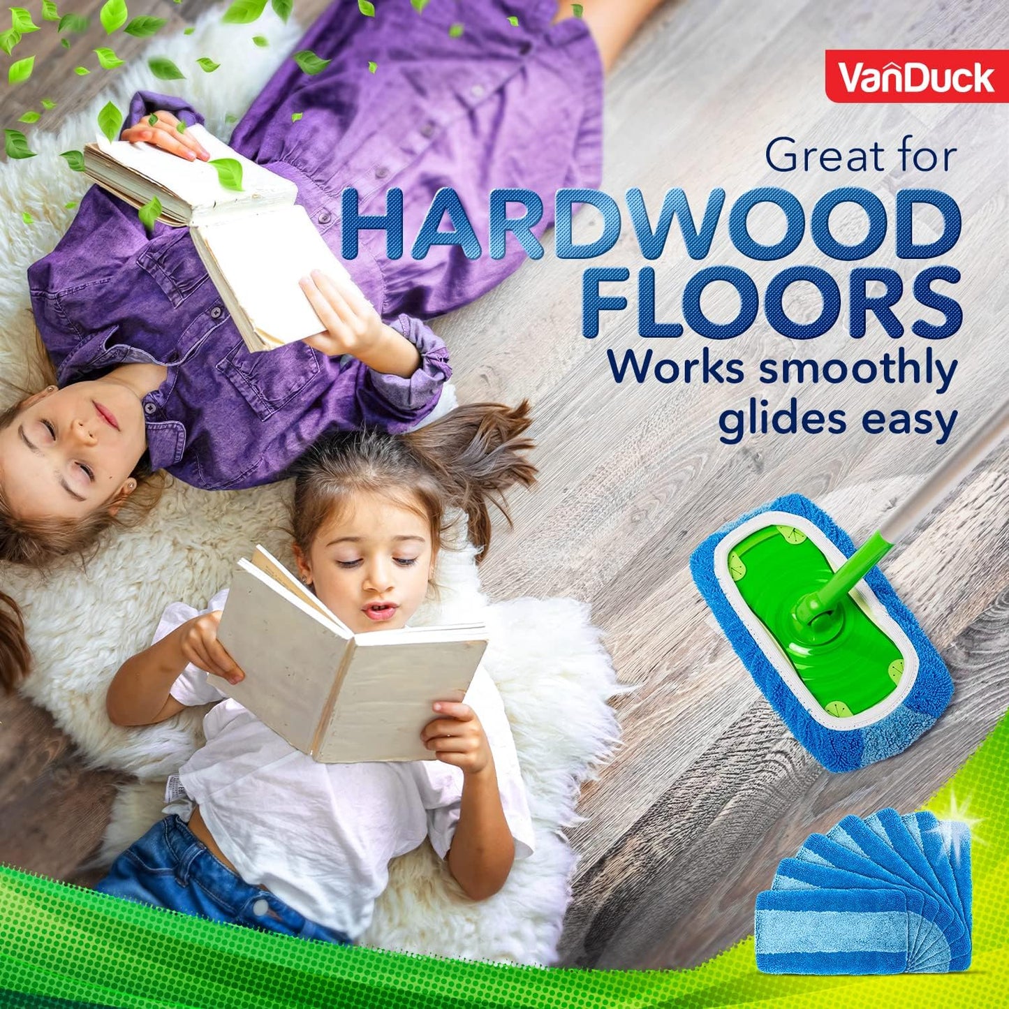 VanDuck Reusable Pet Heavy Duty Mop Pads Compatible with Swiffer Sweeper (6-Pack) - Washable Microfiber Mop Pads for Wet & Dry Use - All Purpose Floor Mopping and Cleaning Product