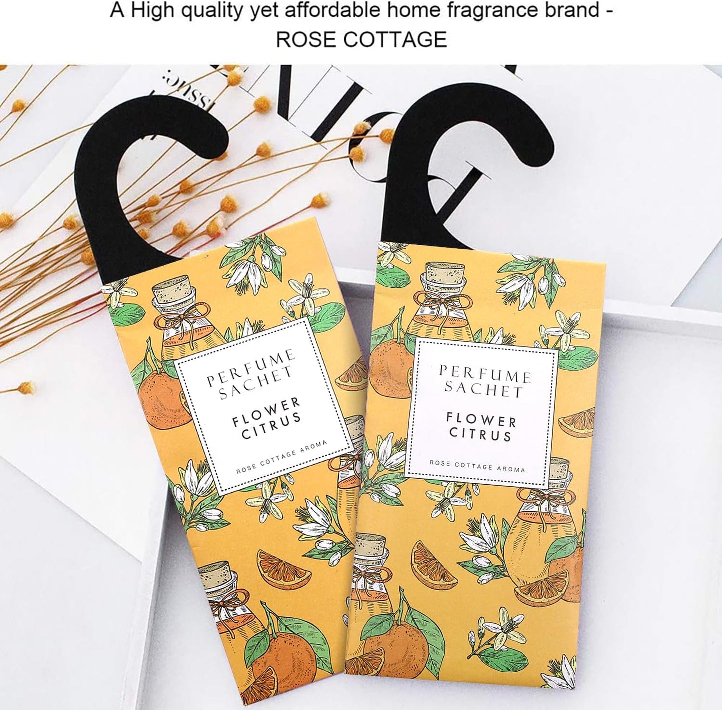 ROSE COTTAGE Large 12 Packs Flower Citrus Hanging Closet Air Freshener Scented Sachets Long Lasting Smell Goods