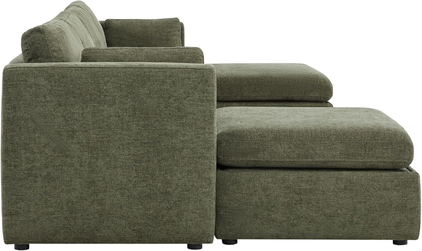 CHITA Oversized Modular Sectional Sofa, FSC Certified U Shaped Couch with Reversible Chaise Modular Sectional Couch,146 inch Width, 6 Seat Modular Sofa with Storage Ottomans, Moss Green