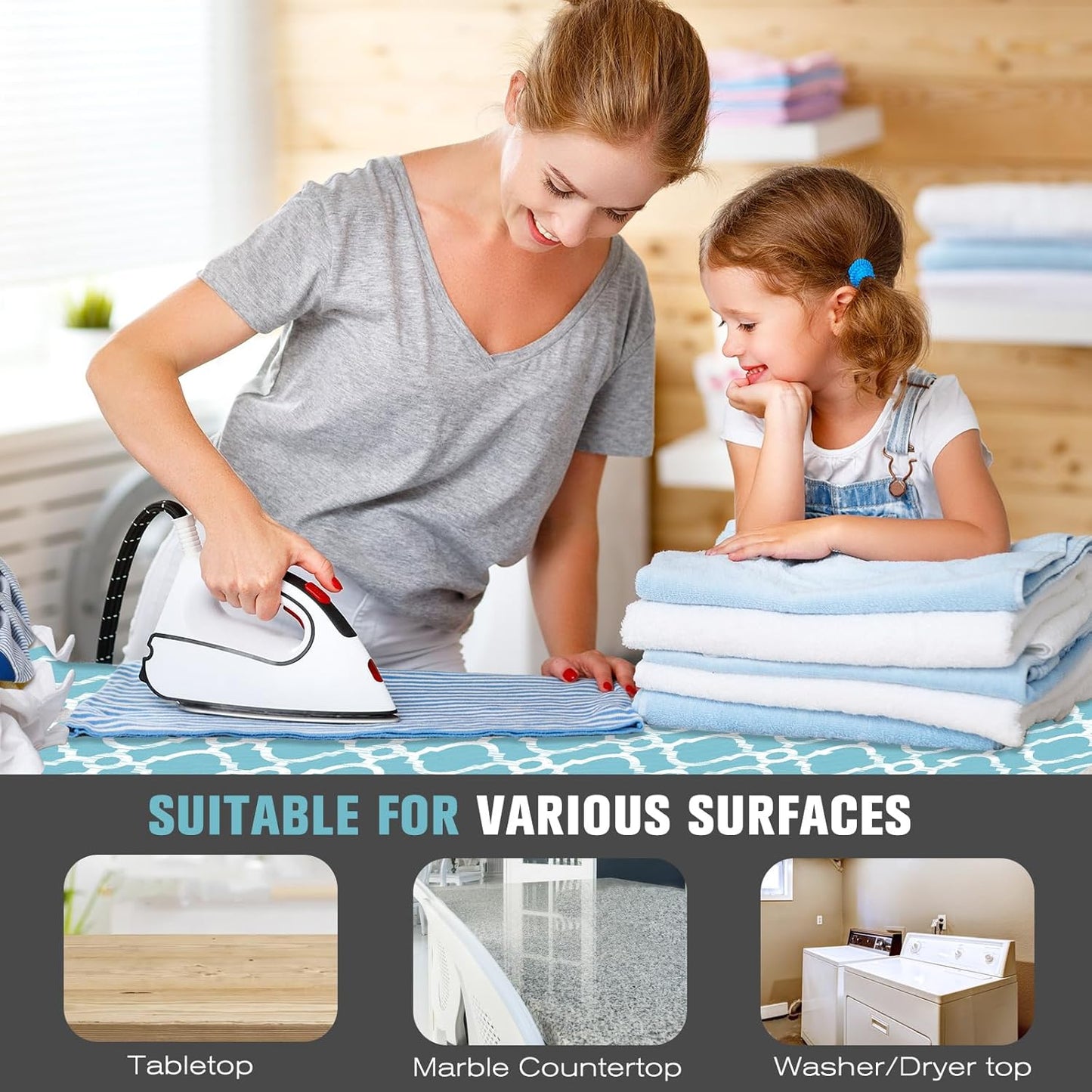 Ironing Mat, Portable Travel Ironing Pad, 28 x 24inch Ironing Mat for Table Top of Washer, Dryer, Table Top, Countertop, Silincoe Coating and Scorch Resistant