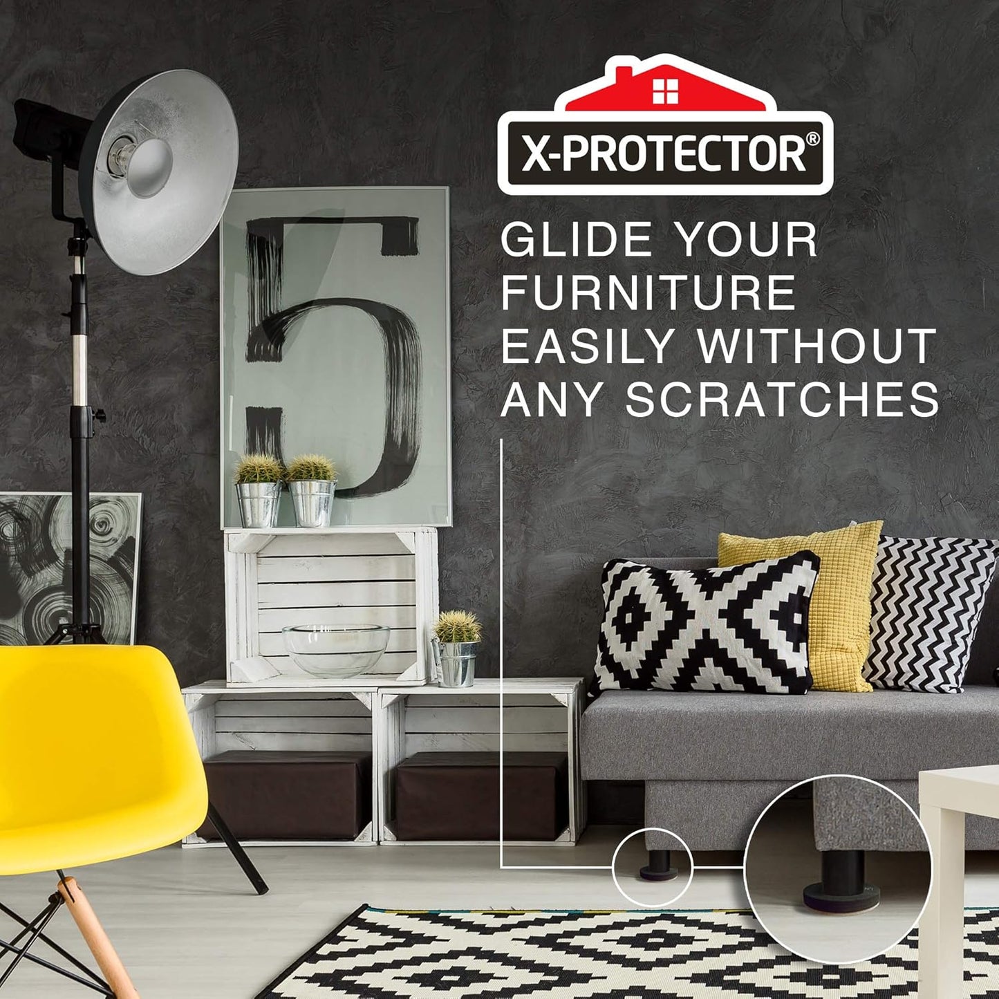 Felt Furniture Sliders Hardwood Floors X-PROTECTOR โ 24 PCS 2 1/2 inch Furniture Sliders โ Heavy Duty Felt Sliders Hard Surfaces โ Move Your Furniture Easily & Safely!