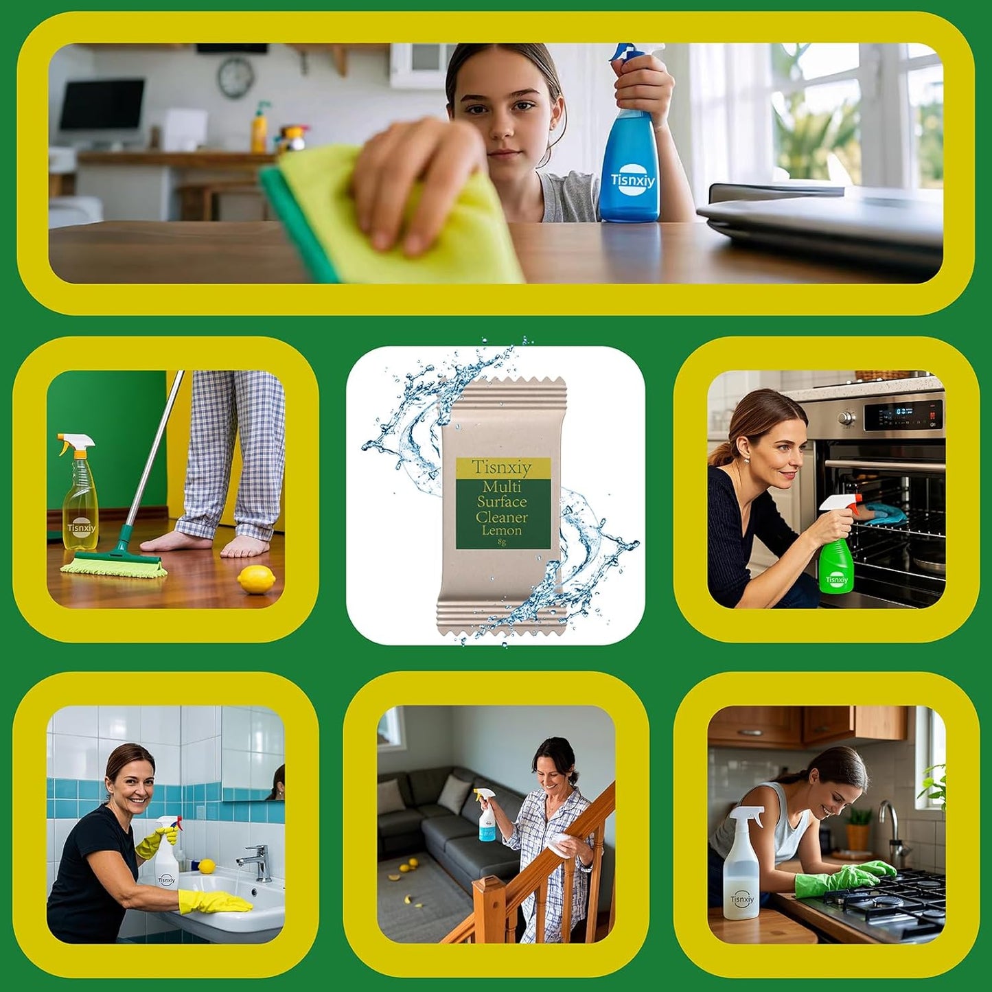 Multi-Surface Cleaner Refill Tablets - 12 Count- 192 fl oz total (12x 16 fl oz) - All Purpose Cleaner Refill Tablets - For household and kitchen spray cleaners - Fresh Lemon Scent