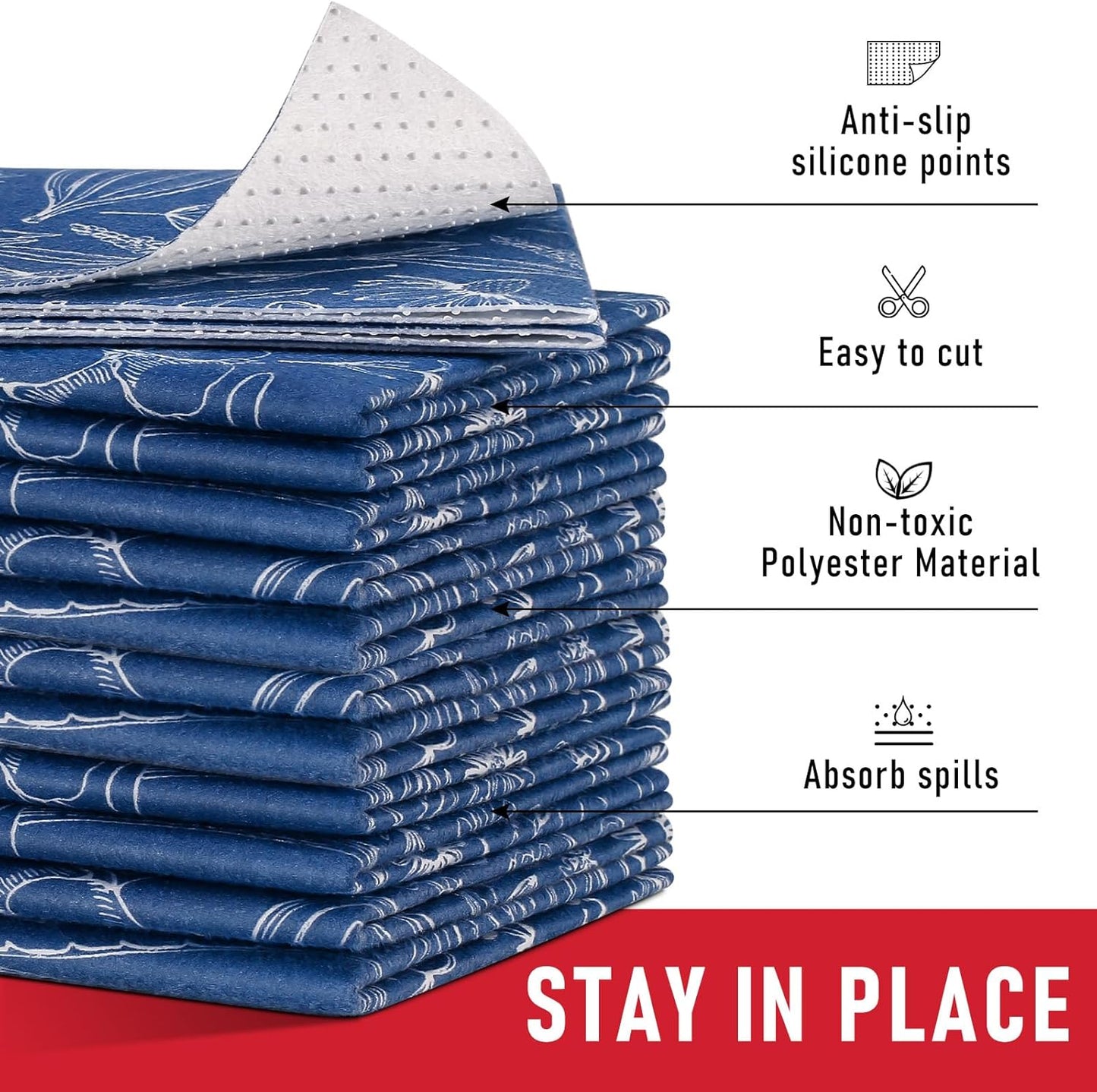 Cooyes 12 Pack Refrigerator Shelf Liners for French Door Fridge, 17.7" × 36" Extra Large, Non-Slip Fridge Mats Machine Washable, Refrigerator Drawer Liner for Glass Shelves Kitchen Cabinet