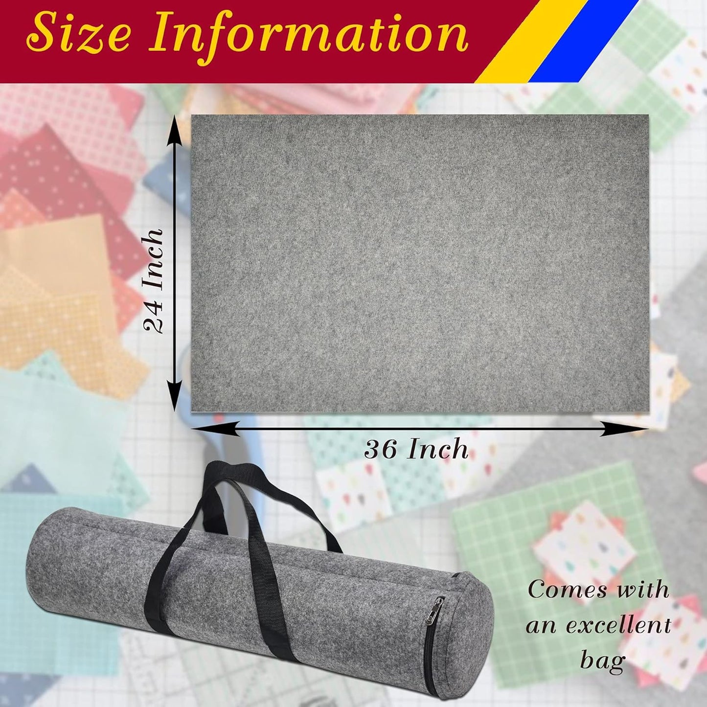 Wool Pressing Pad - 36" x 24" Quilting Ironing Pad by Savina - Take Your Quilting or Other Textile Craft to The Next Level with Professional Results